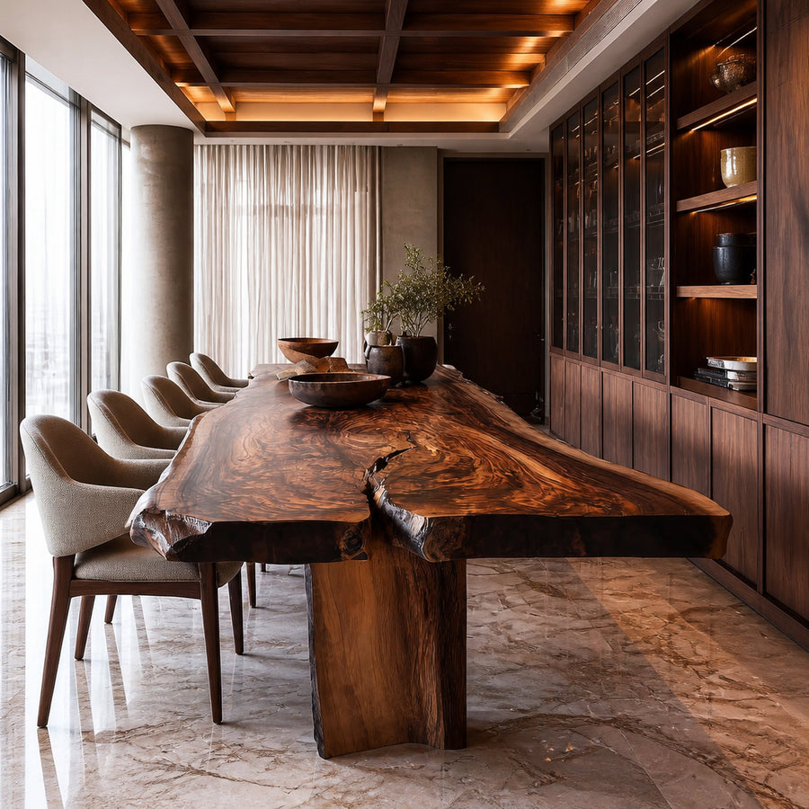 Rustic Handcrafted Solid Wood Dining Table Dining Room