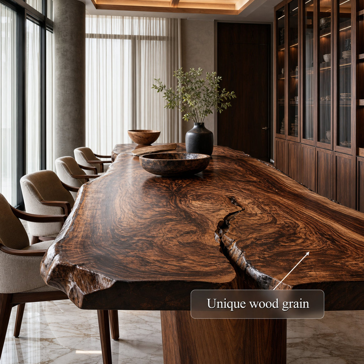 Rustic Handcrafted Solid Wood Dining Table Dining Room - product view 4