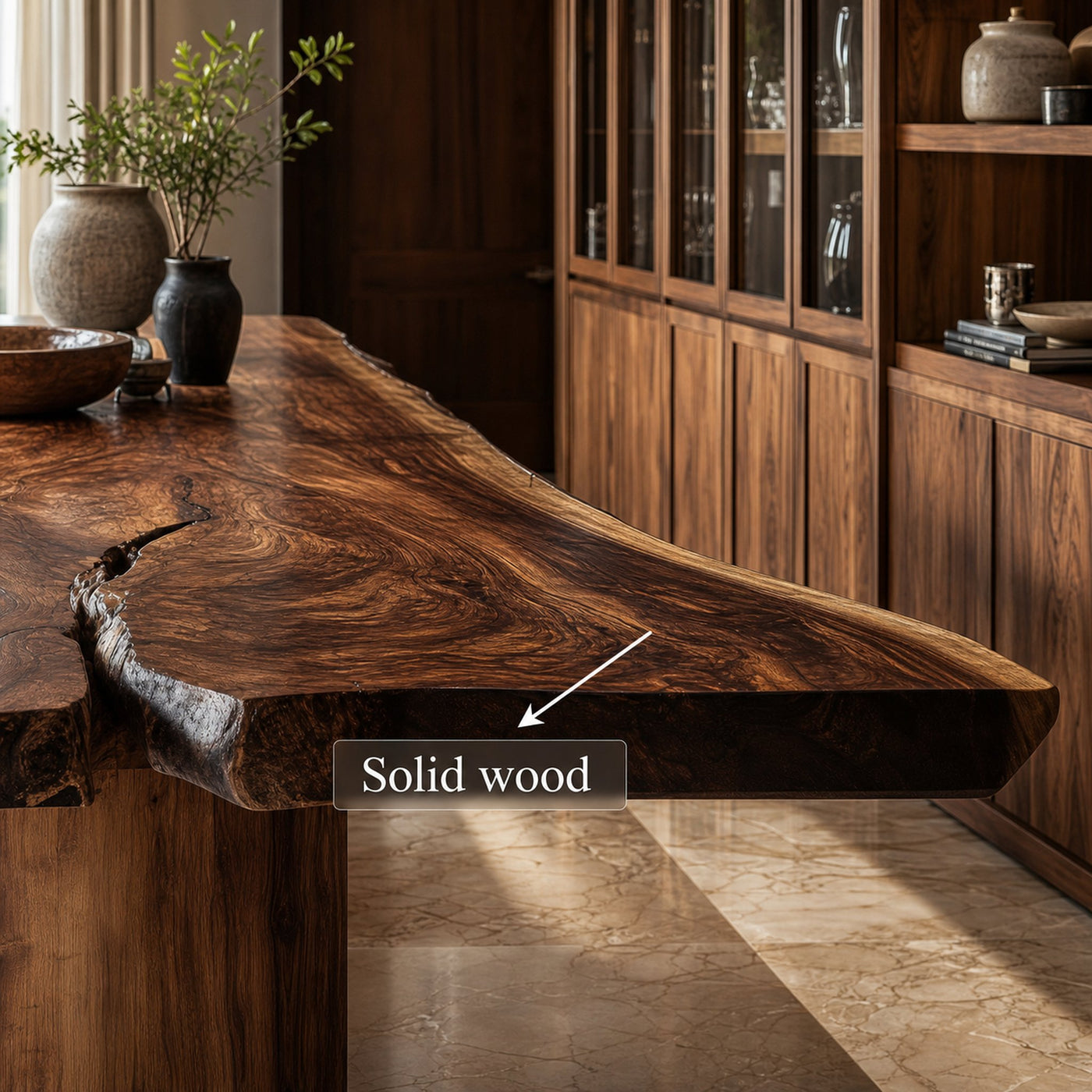 Rustic Handcrafted Solid Wood Dining Table Dining Room - product view 5