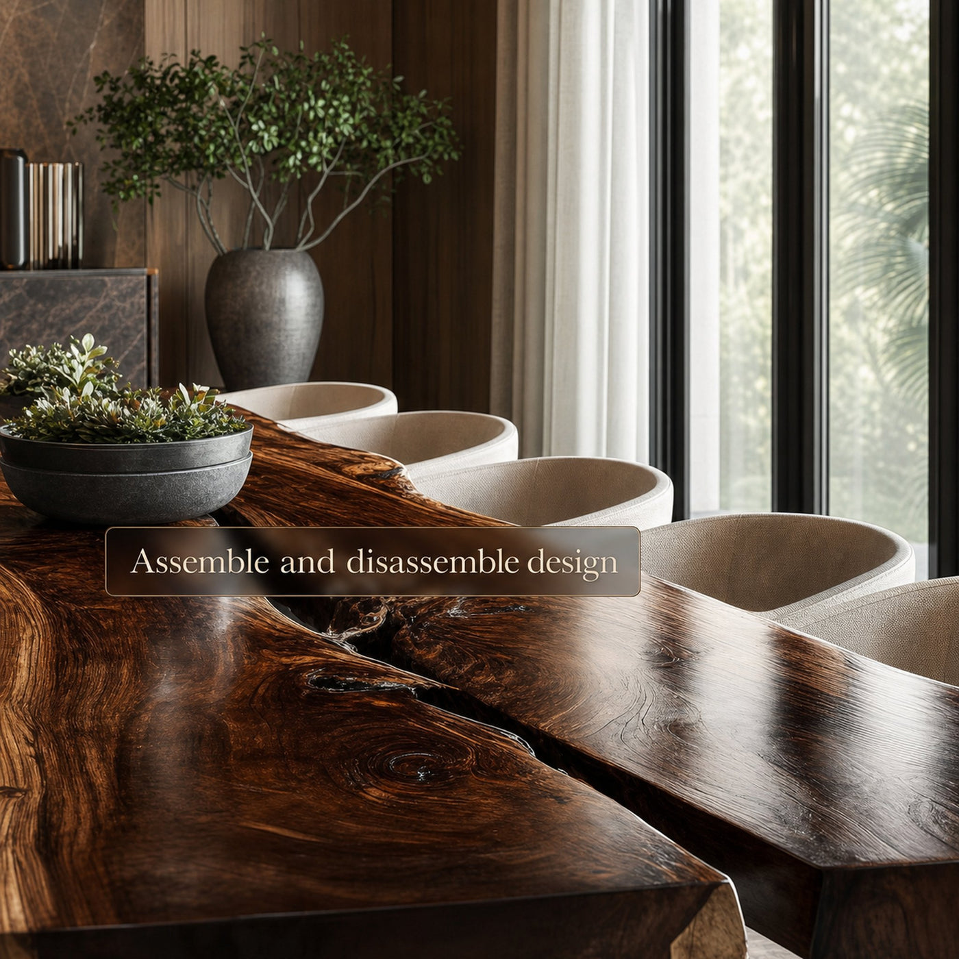 Rustic Handcrafted Wooden Dining Table Dining Room - product view 3
