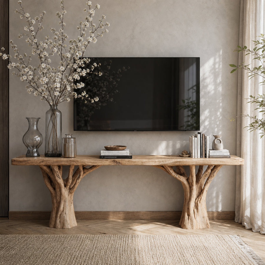 Rustic Handmade Floating TV Console For Entryway And Living Room