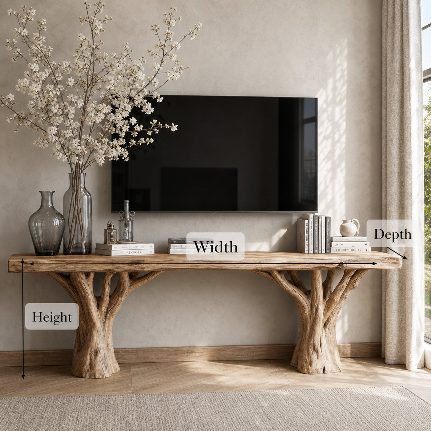 Rustic Handmade Floating TV Console For Entryway And Living Room - product view 6