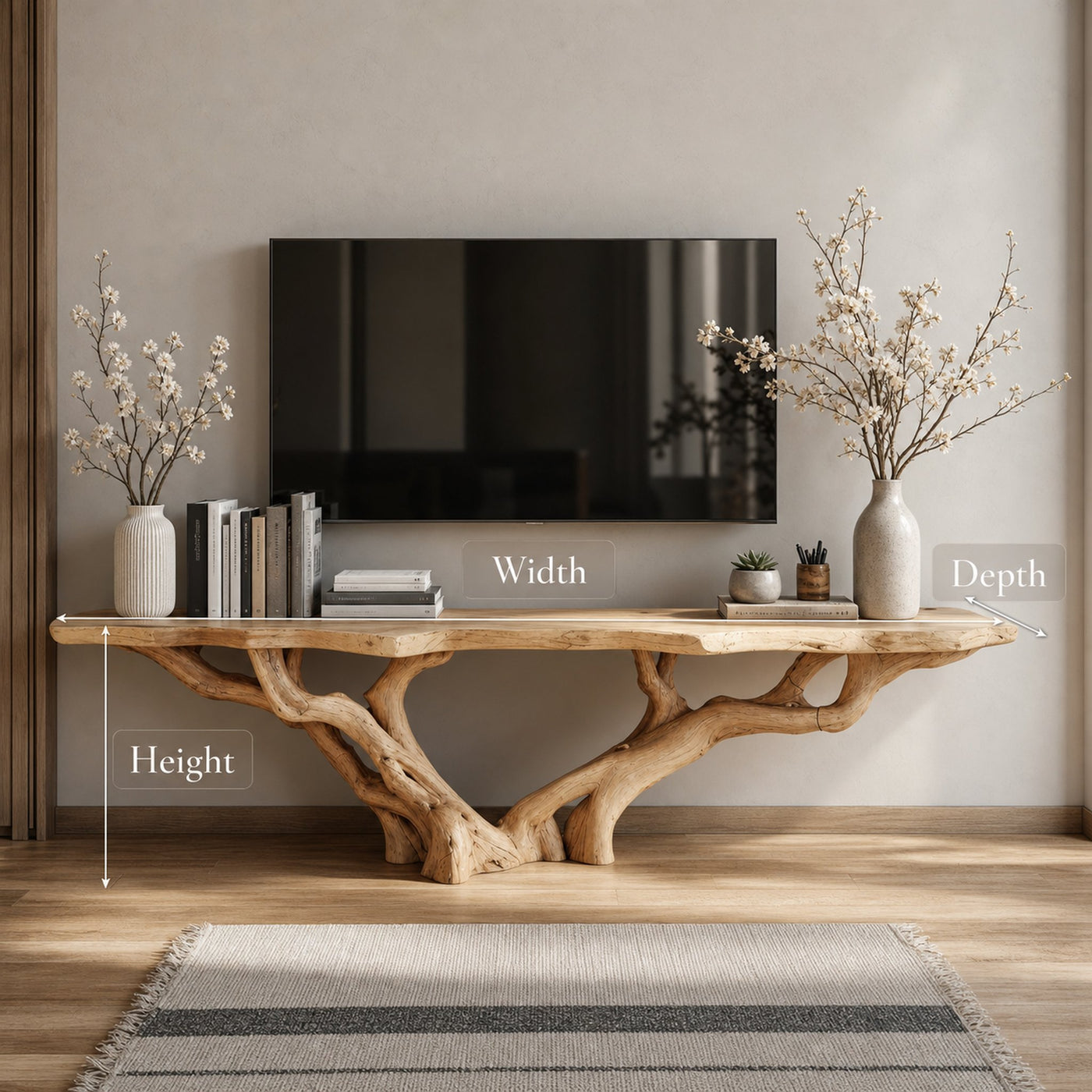 Rustic Handmade Live Edge TV Console For Living Room And Bedroom - product view 6