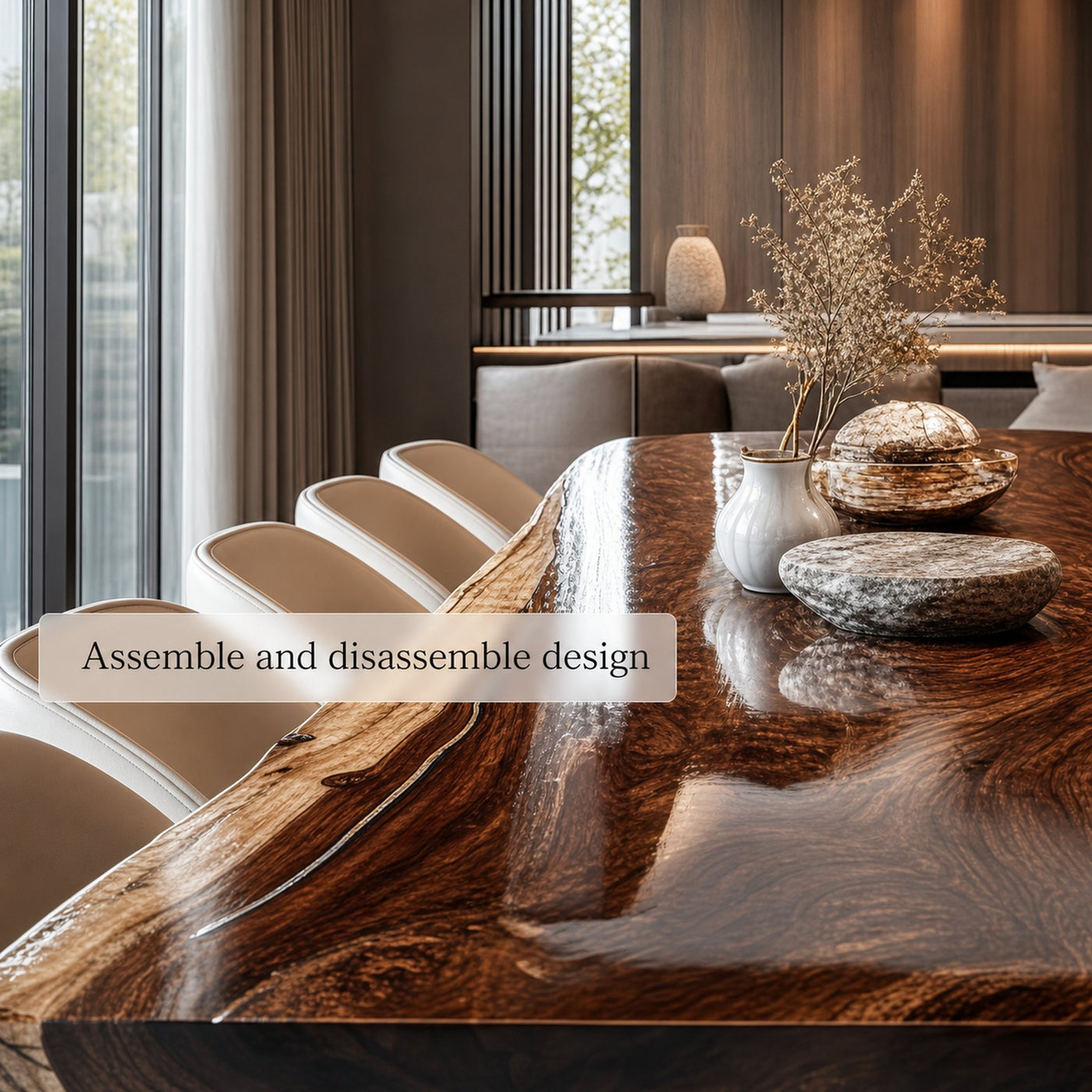 Rustic Live Edge Conference Table Office Space - product view 4
