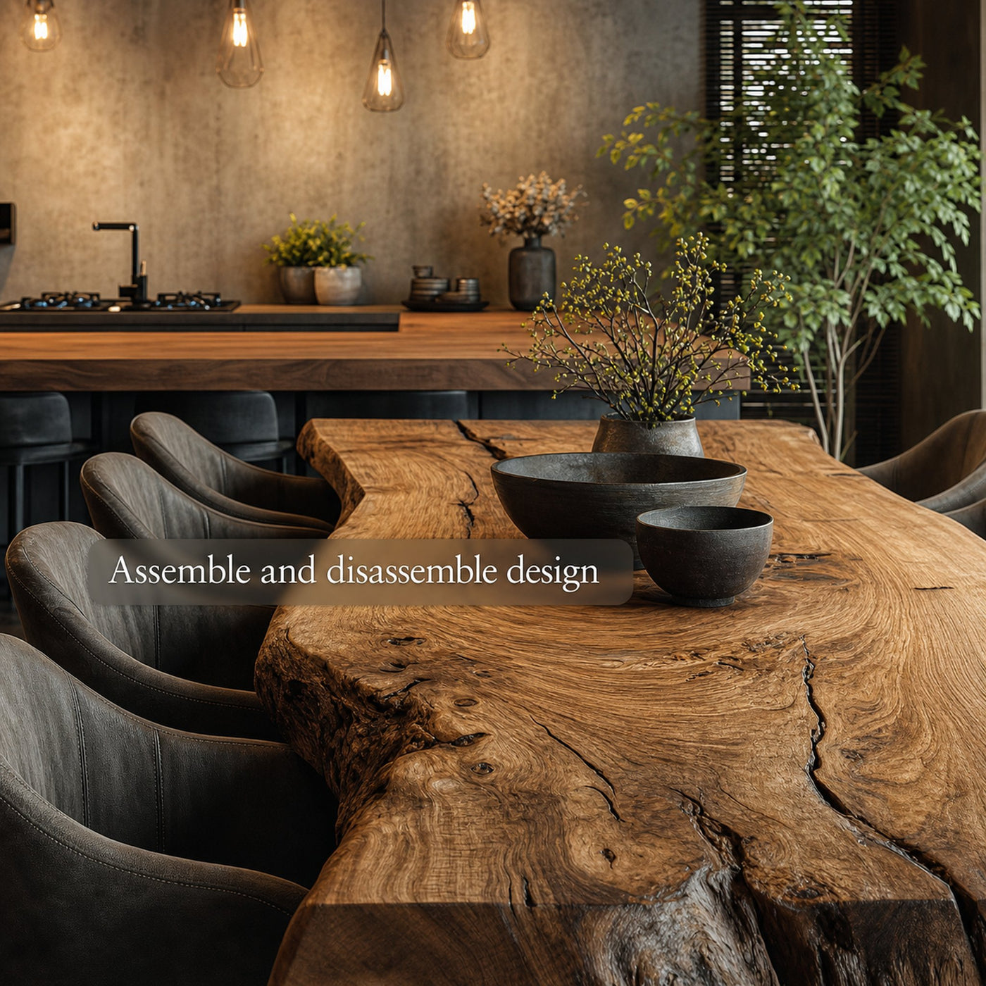 Rustic Live Edge Dining Table Contemporary Home - product view 4