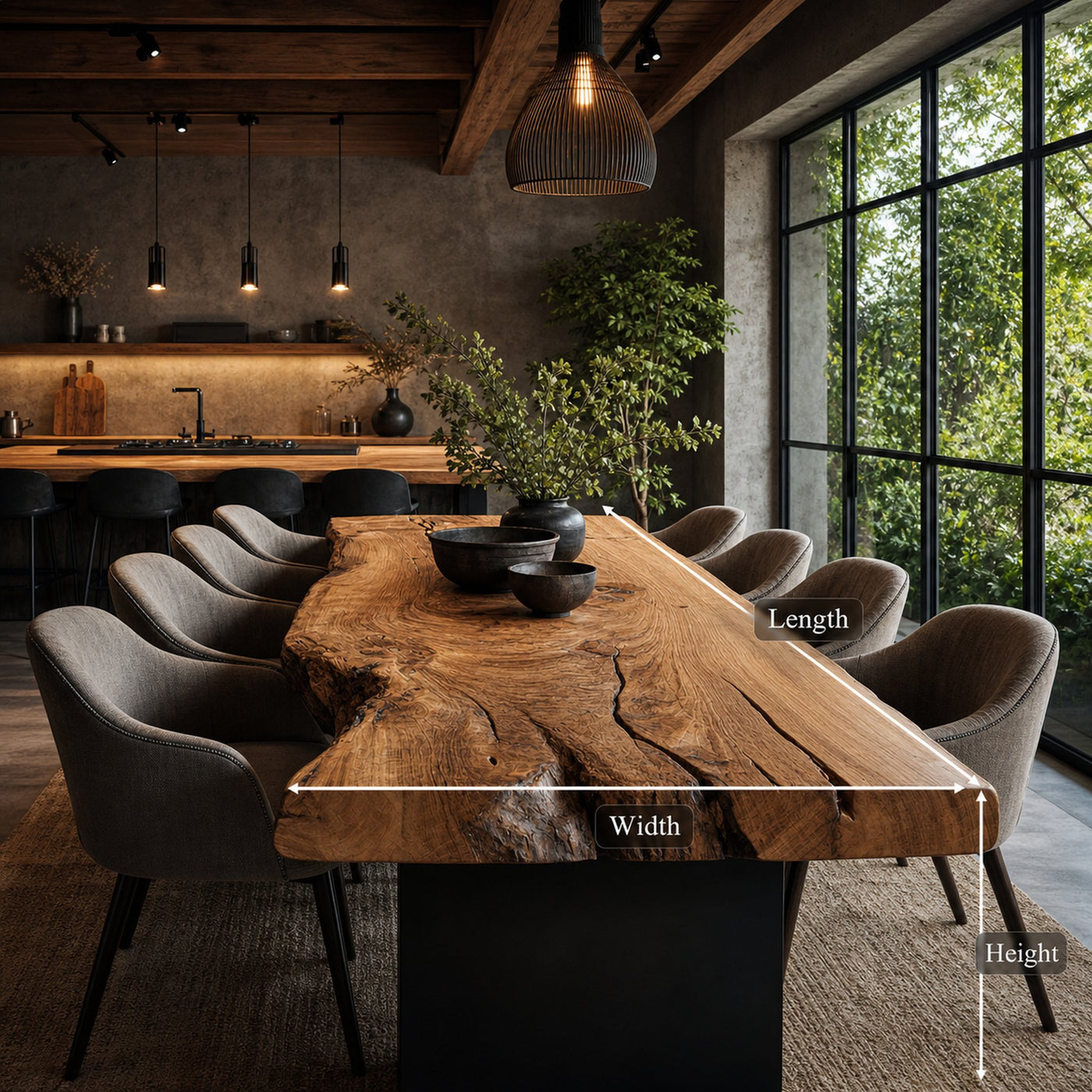Rustic Live Edge Dining Table Contemporary Home - product view 5