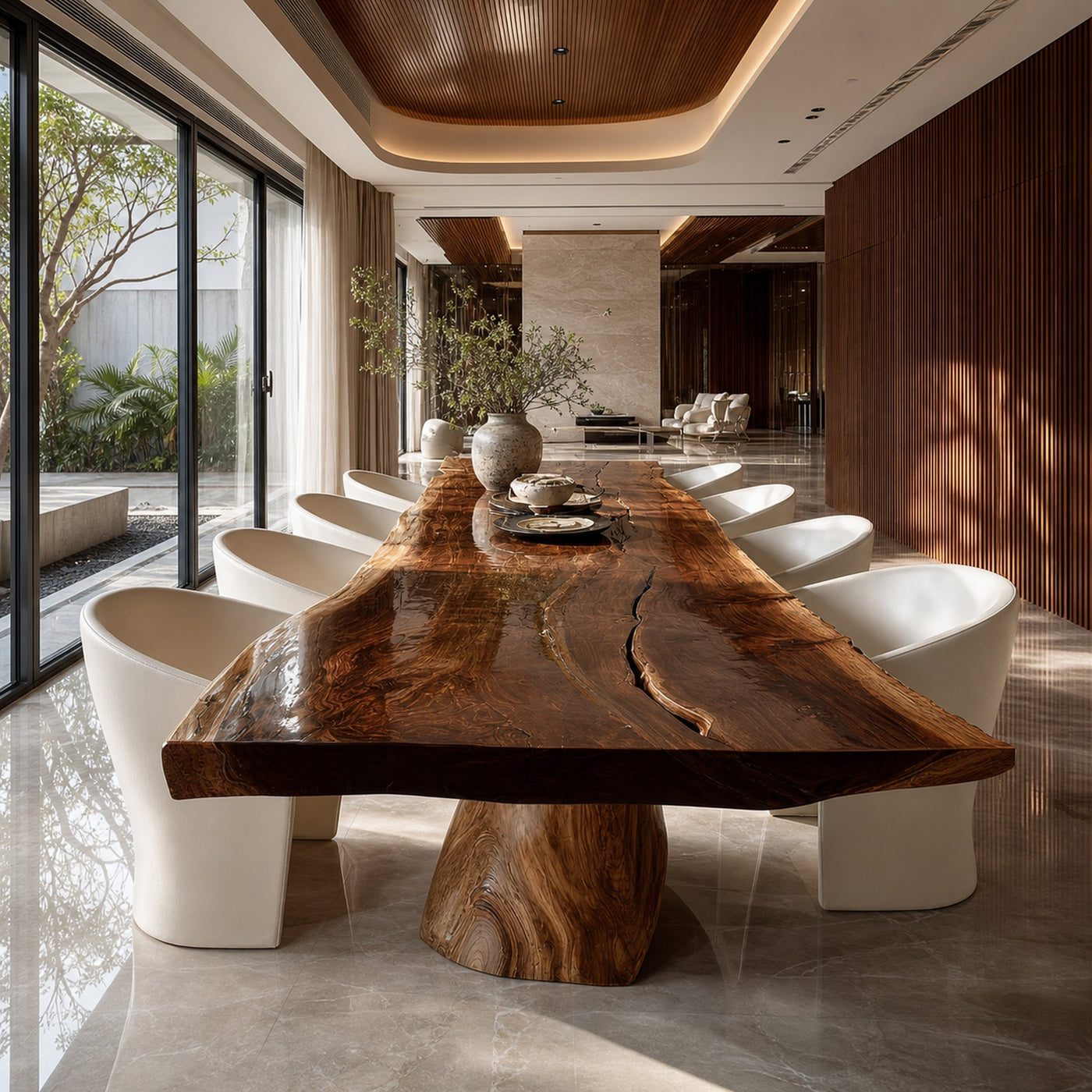Rustic Live Edge Dining Table Family Room