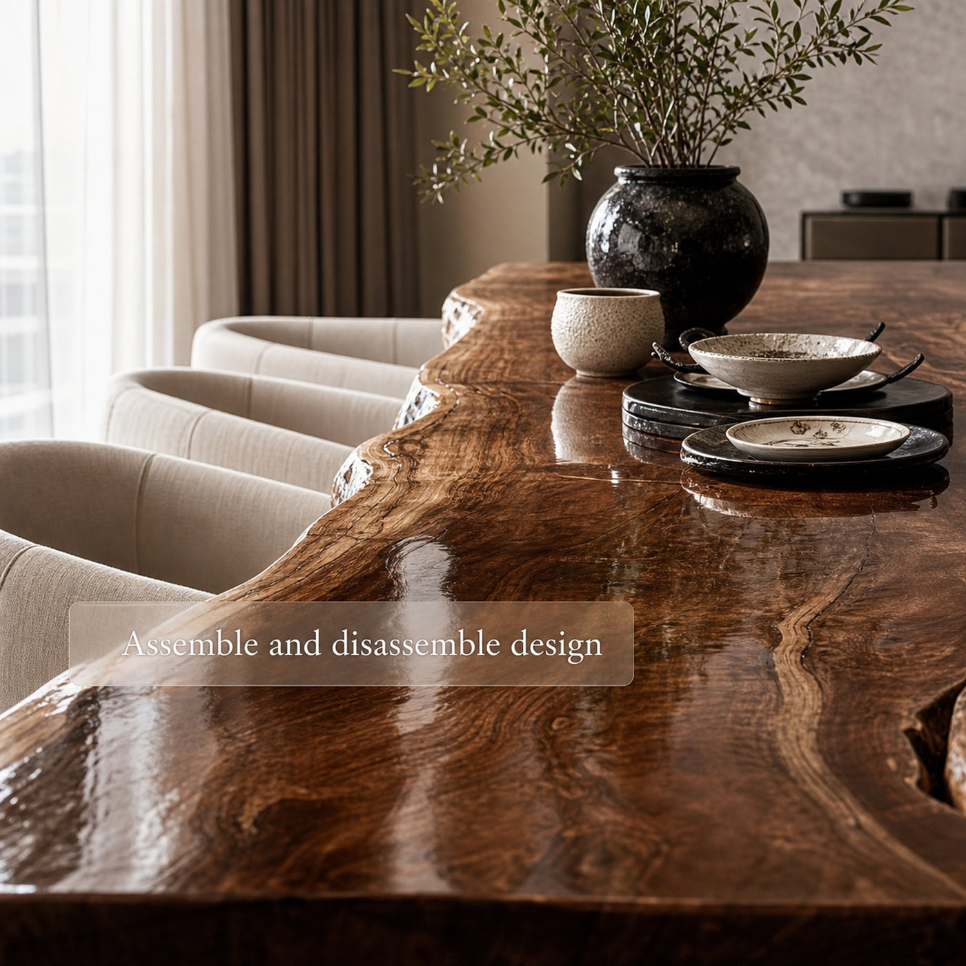Rustic Live Edge Dining Table Family Room - product view 2