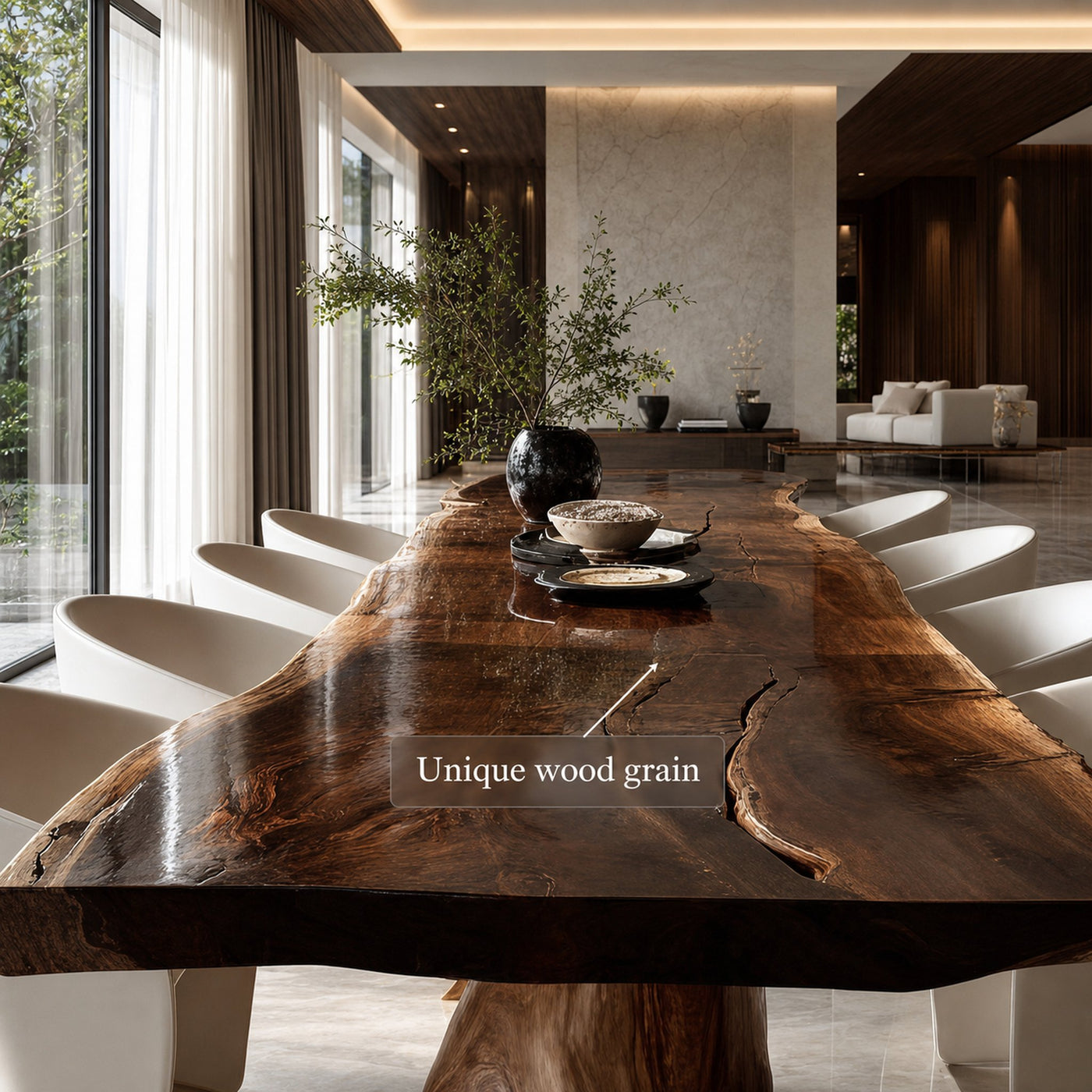 Rustic Live Edge Dining Table Family Room - product view 3