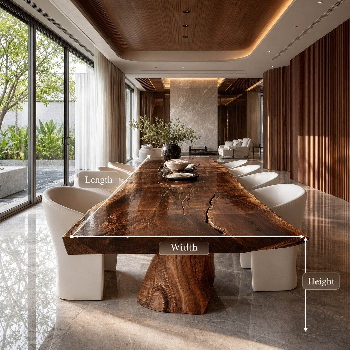Rustic Live Edge Dining Table Family Room - product view 5