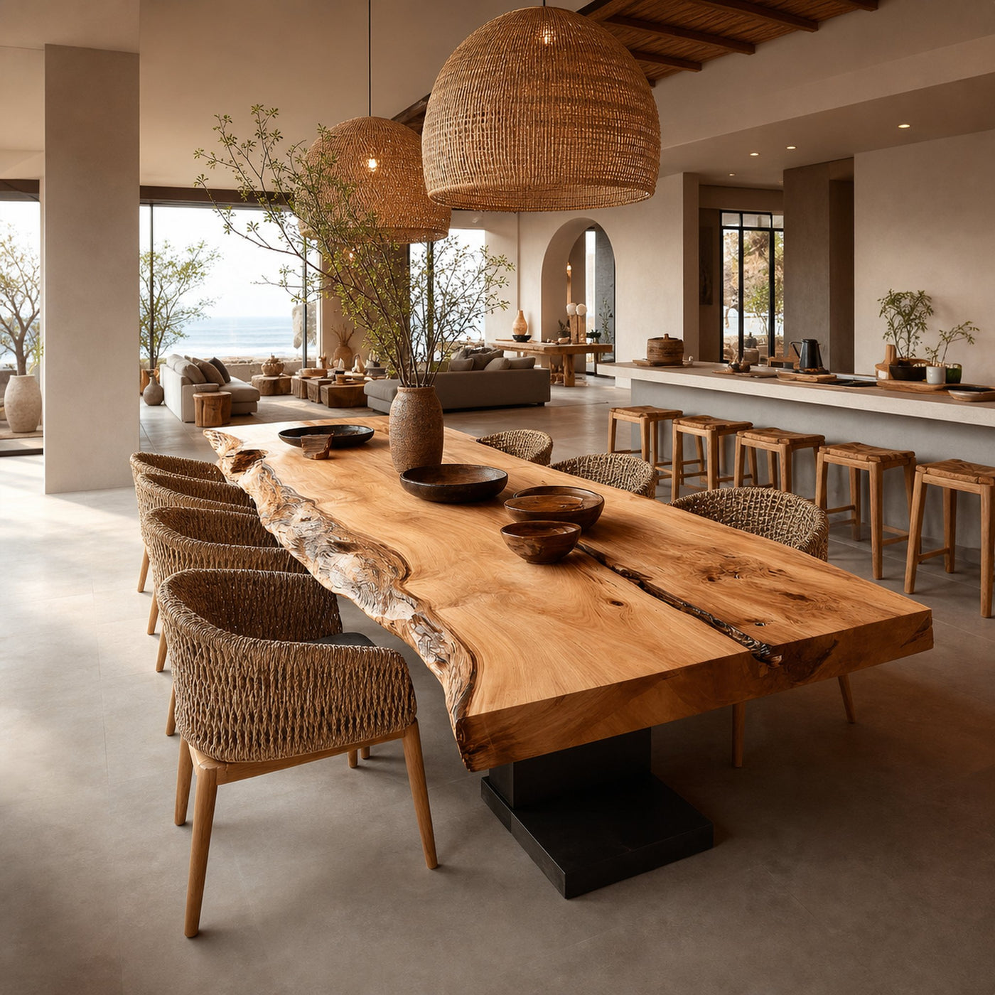 Rustic Live Edge Dining Table Farmhouse Style