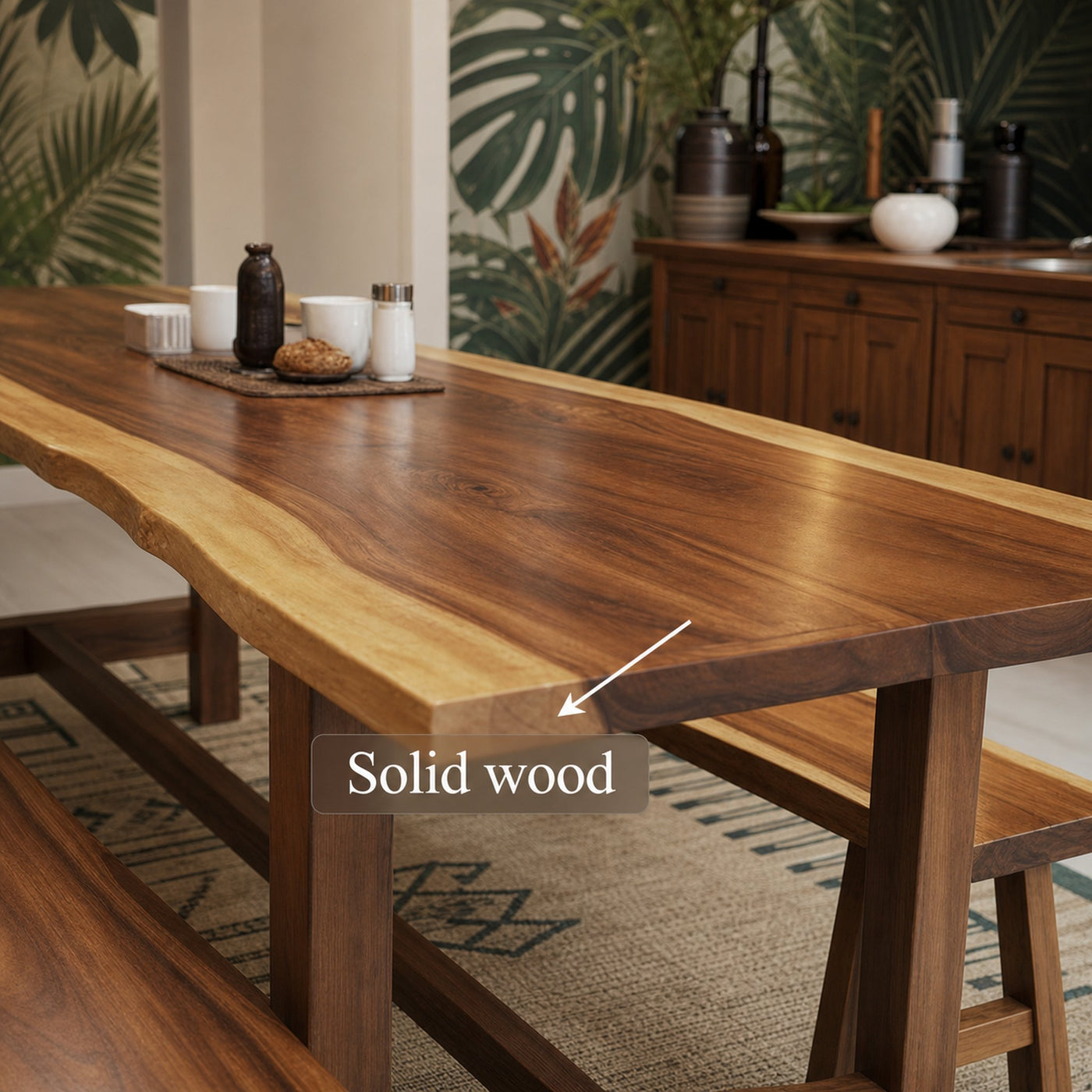 Rustic Live Edge Dining Table Handmade - product view 4