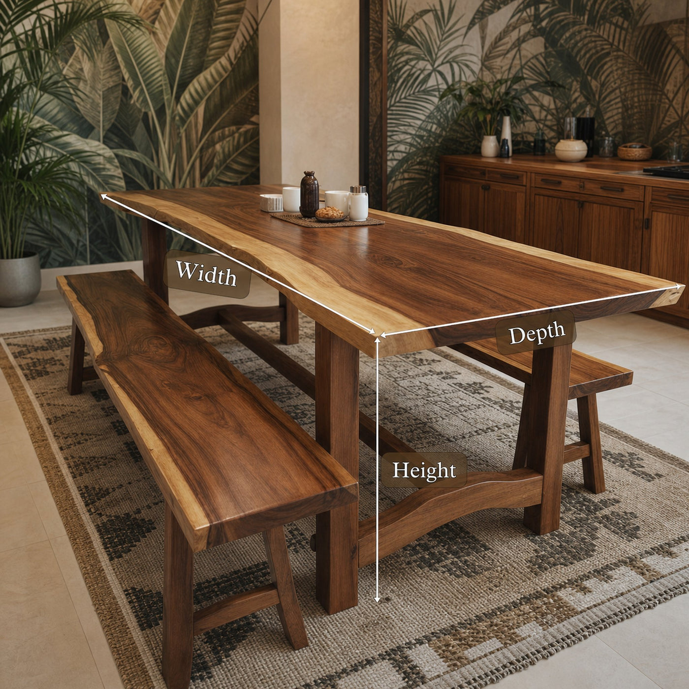 Rustic Live Edge Dining Table Handmade - product view 5