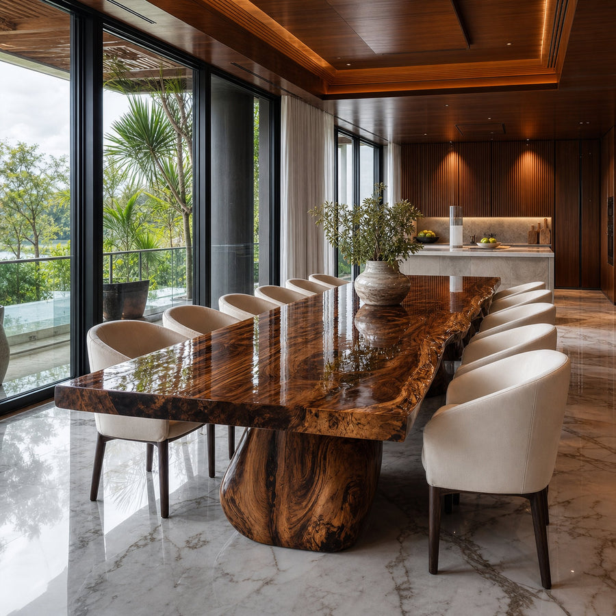 Rustic Live Edge Dining Table Meeting Room