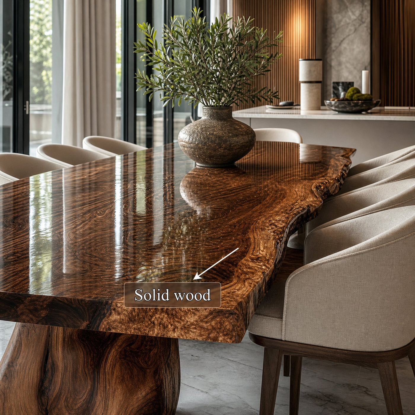 Rustic Live Edge Dining Table Meeting Room - product view 3