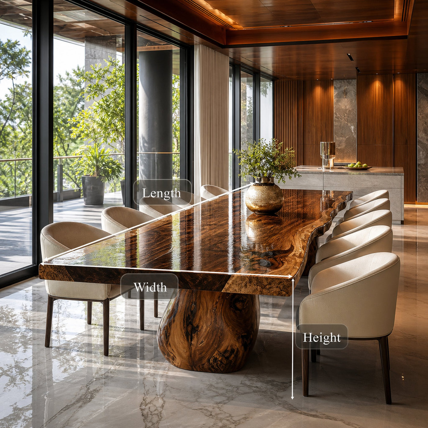 Rustic Live Edge Dining Table Meeting Room - product view 5