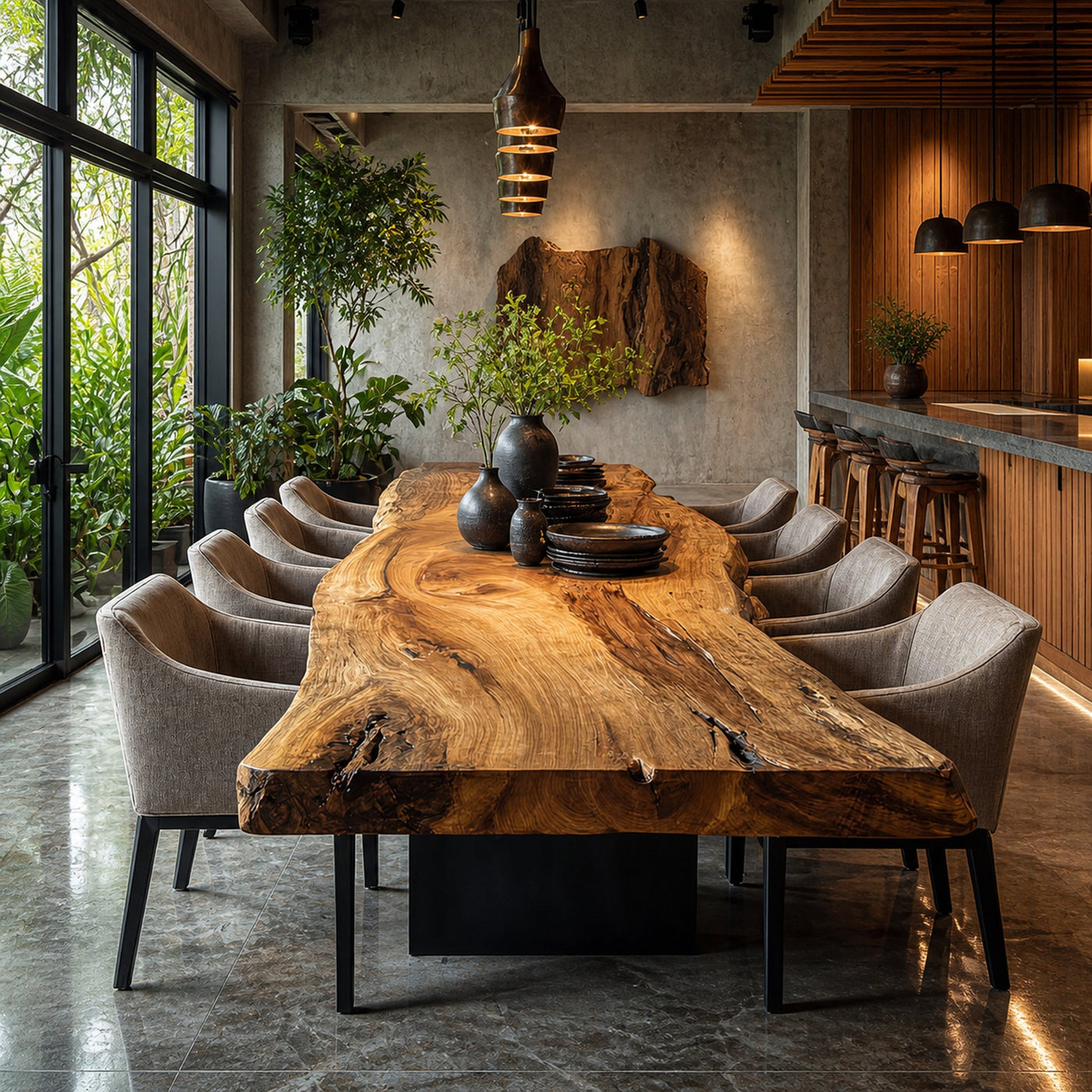 Rustic Live Edge Dining Table Modern Kitchen