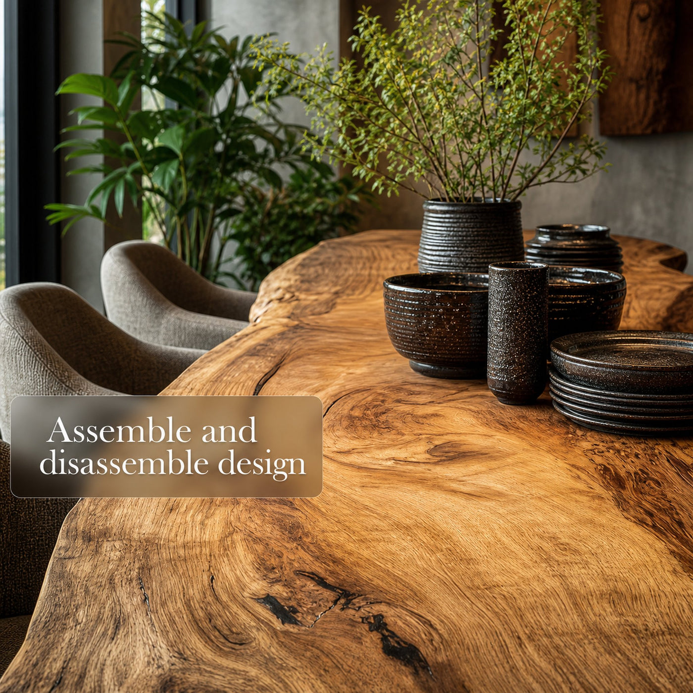 Rustic Live Edge Dining Table Modern Kitchen - product view 2