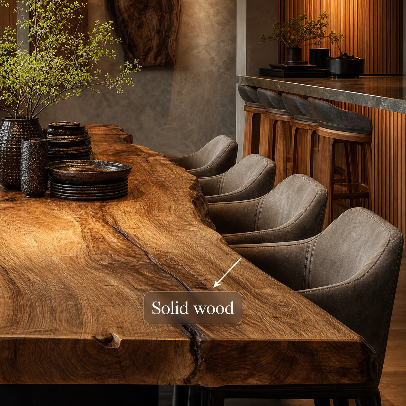 Rustic Live Edge Dining Table Modern Kitchen - product view 4