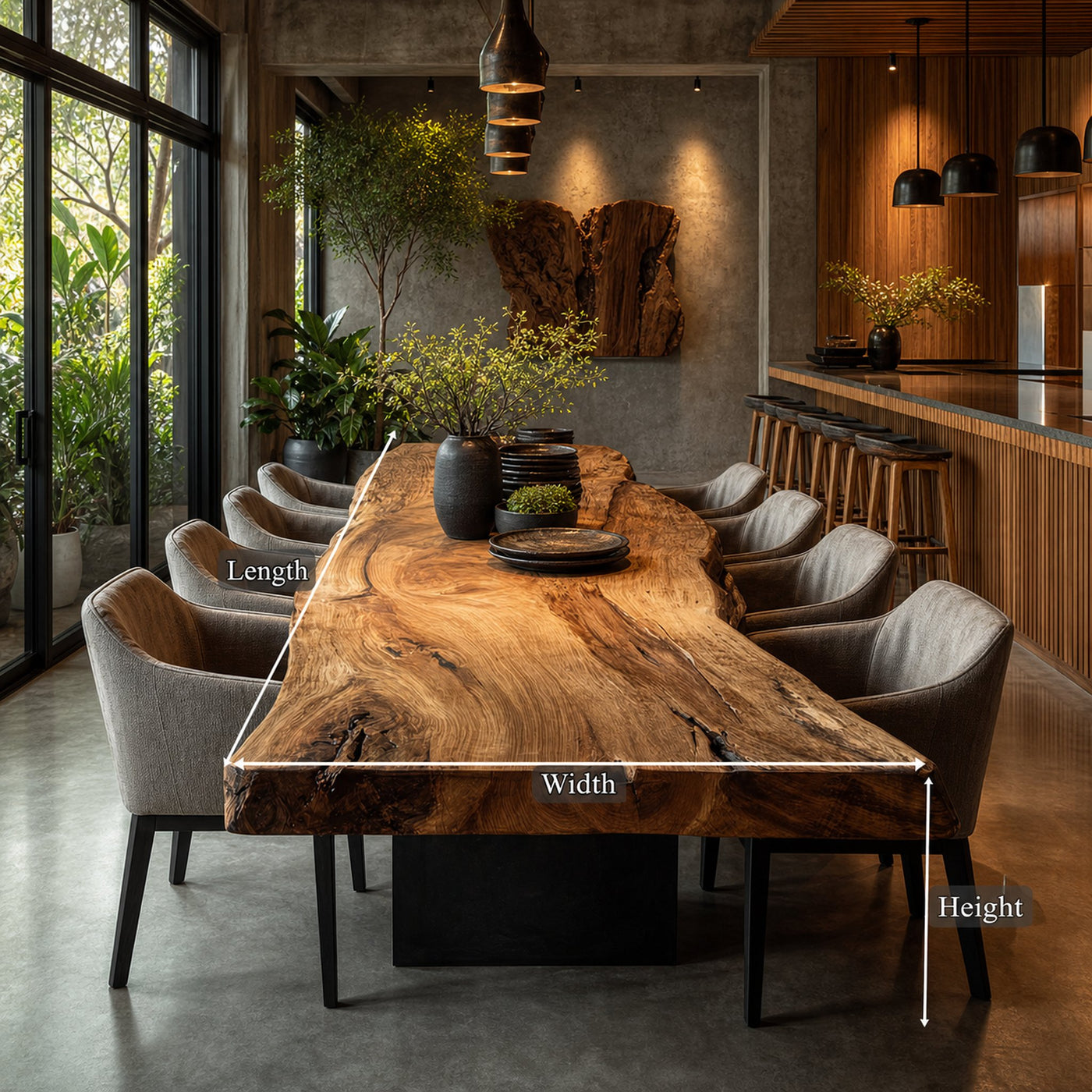 Rustic Live Edge Dining Table Modern Kitchen - product view 5