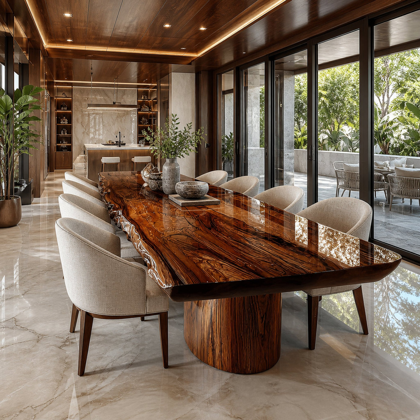 Rustic Live Edge Dining Table Modern Restaurant