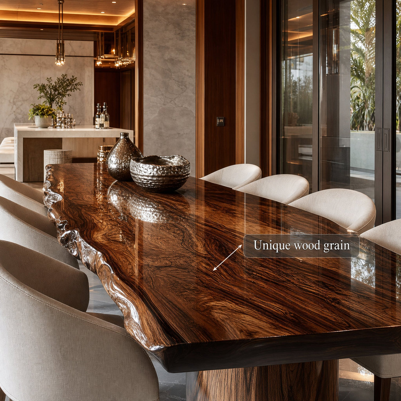Rustic Live Edge Dining Table Modern Restaurant - product view 2