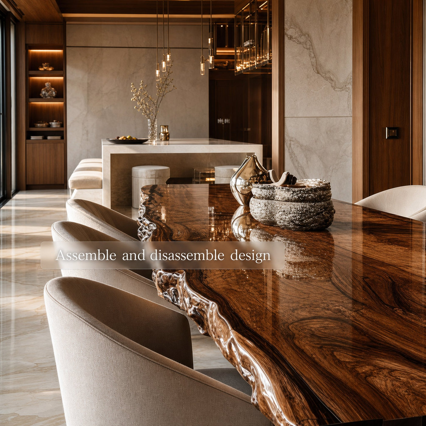 Rustic Live Edge Dining Table Modern Restaurant - product view 4