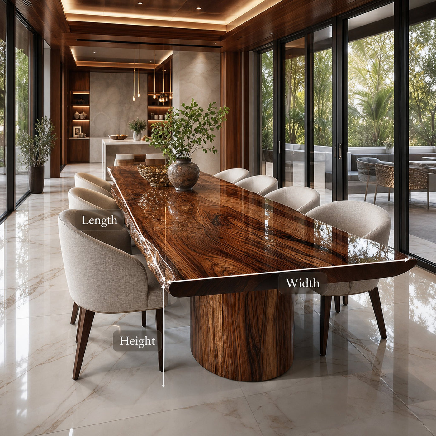 Rustic Live Edge Dining Table Modern Restaurant - product view 5