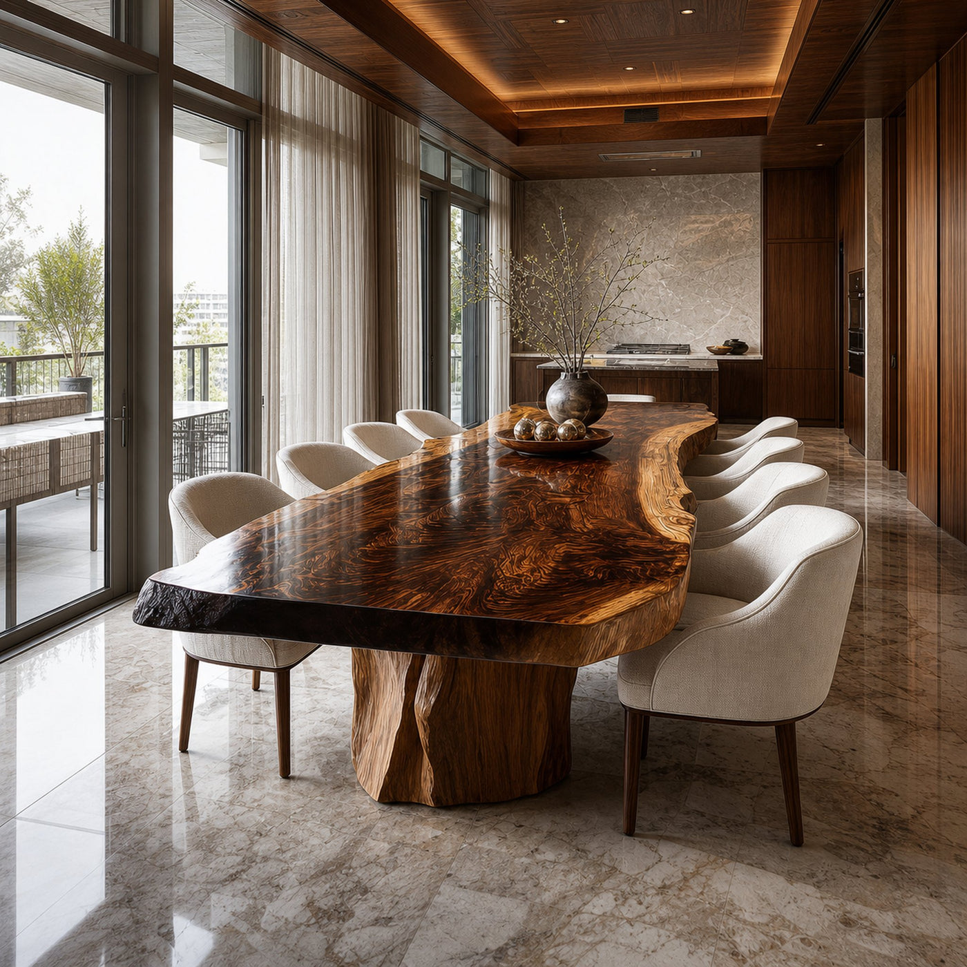Rustic Live Edge Dining Table Office Space