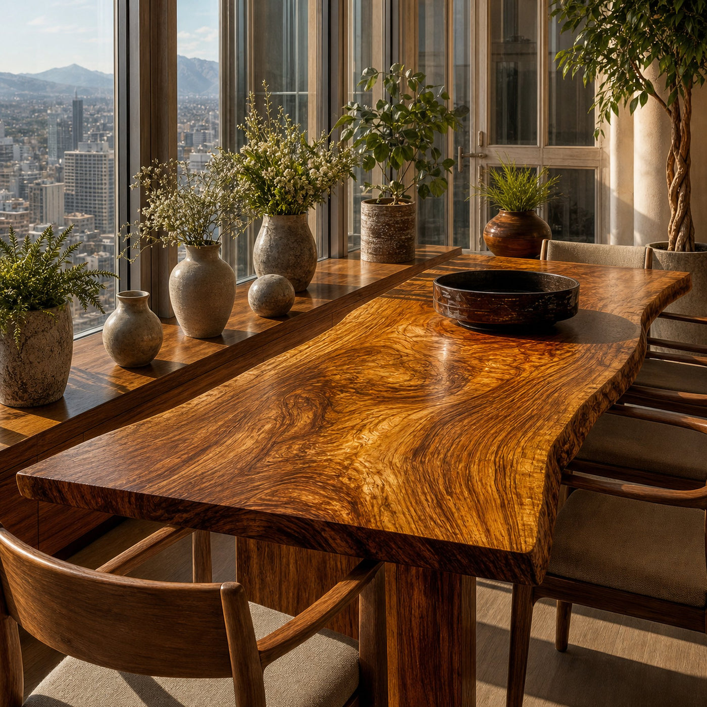 Rustic Live Edge Dining Table Solid Wood Natural Slab Design Dining Room And Kitchen