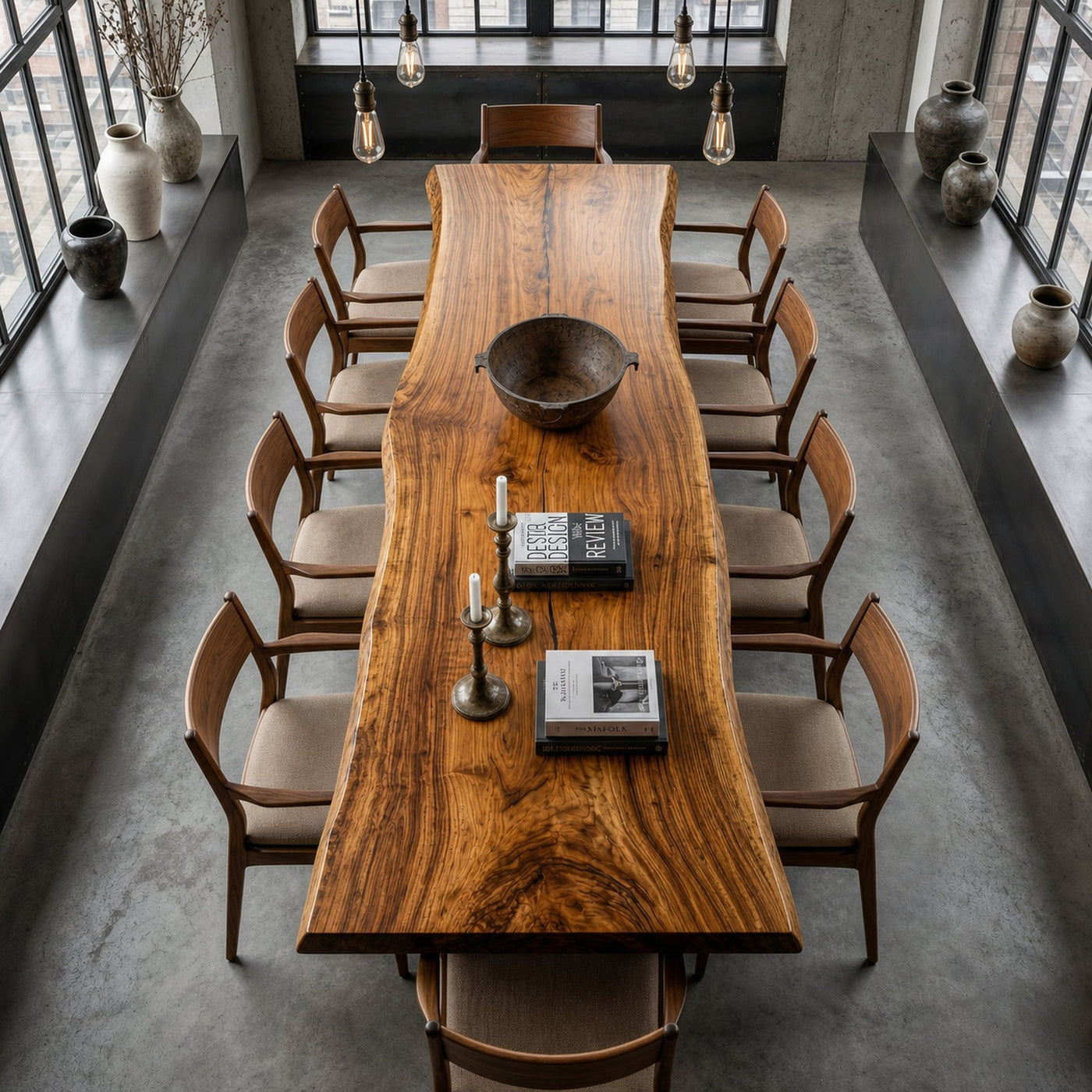 Rustic Live Edge Dining Table Solid Wood Natural Slab Design Dining Room And Kitchen - product view 2