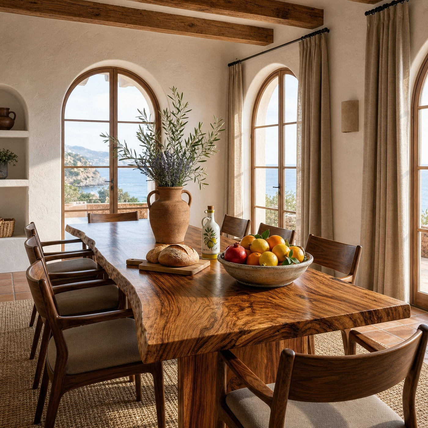 Rustic Live Edge Dining Table Solid Wood Natural Slab Design Dining Room And Kitchen - product view 3