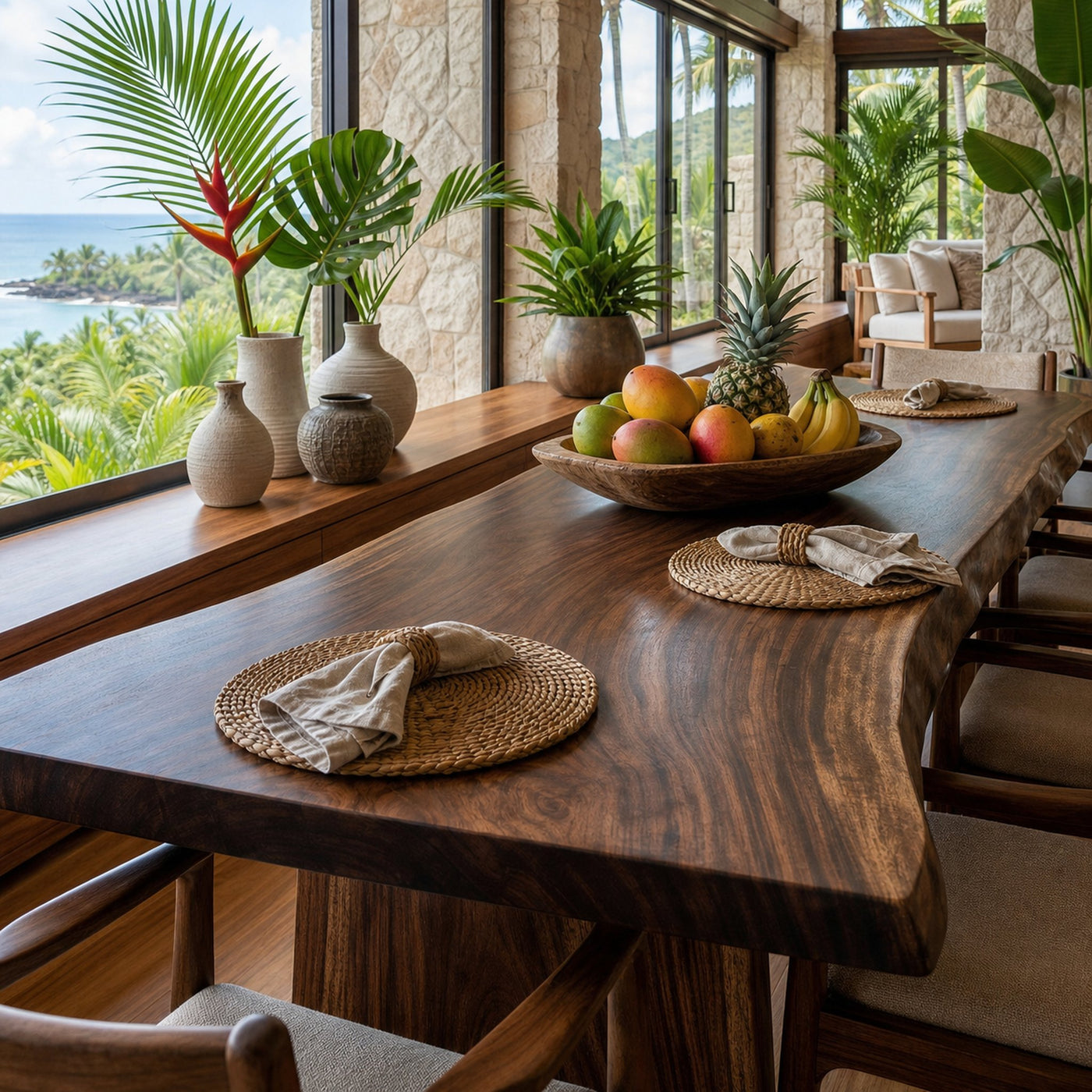 Rustic Live Edge Dining Table Solid Wood Natural Slab Design Dining Room And Kitchen - product view 7