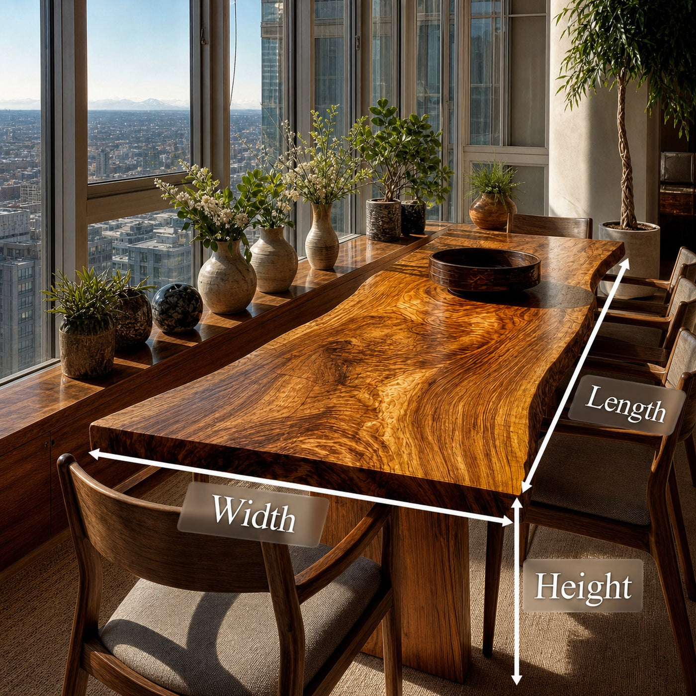 Rustic Live Edge Dining Table Solid Wood Natural Slab Design Dining Room And Kitchen - product view 8
