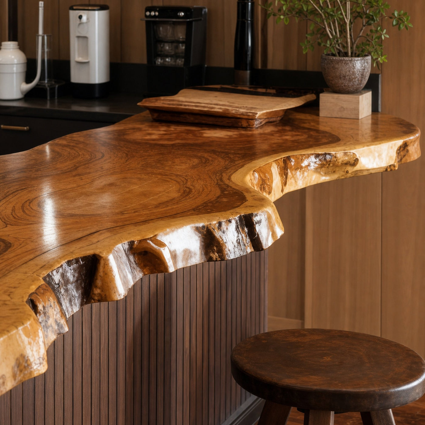 Rustic Live Edge Kitchen Island Countertop For Home Cooking And Social Dining - product view 2