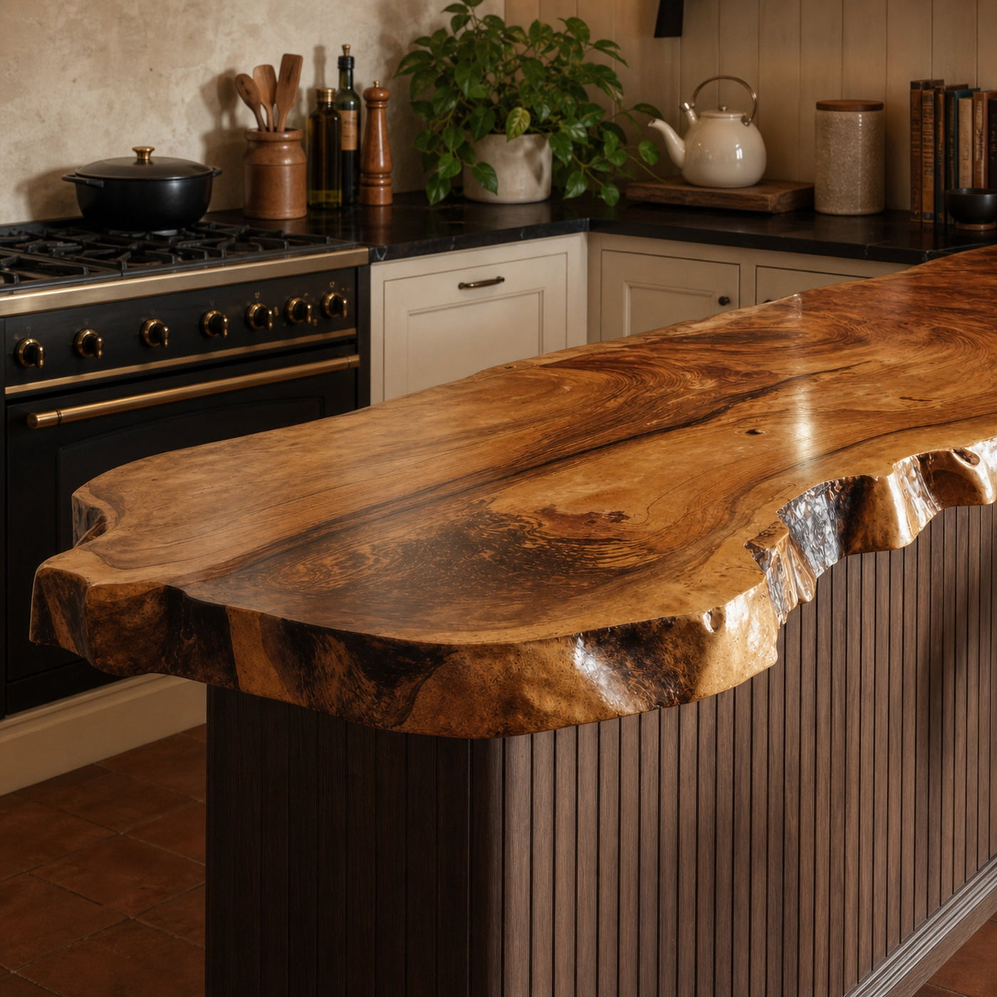 Rustic Live Edge Kitchen Island Countertop For Home Cooking And Social Dining - product view 3