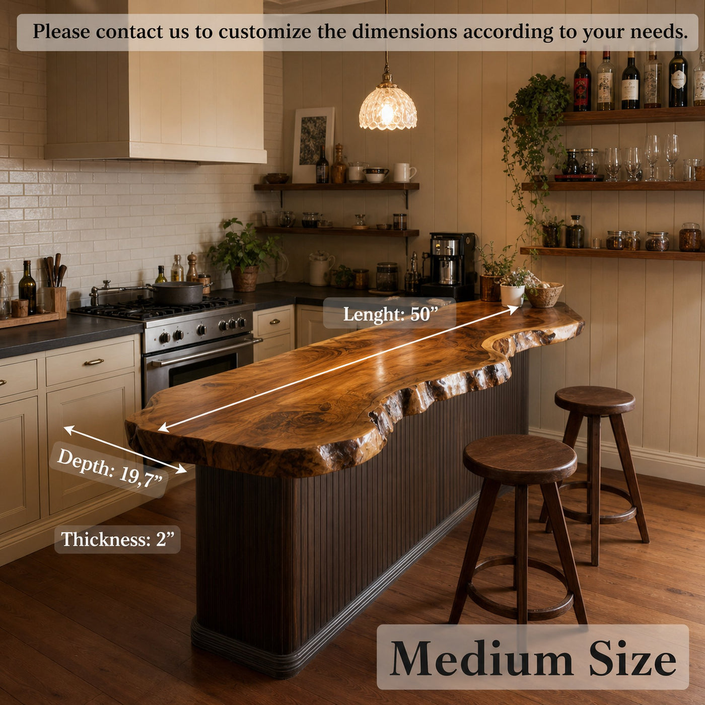 Rustic Live Edge Kitchen Island Countertop For Home Cooking And Social Dining - product view 5