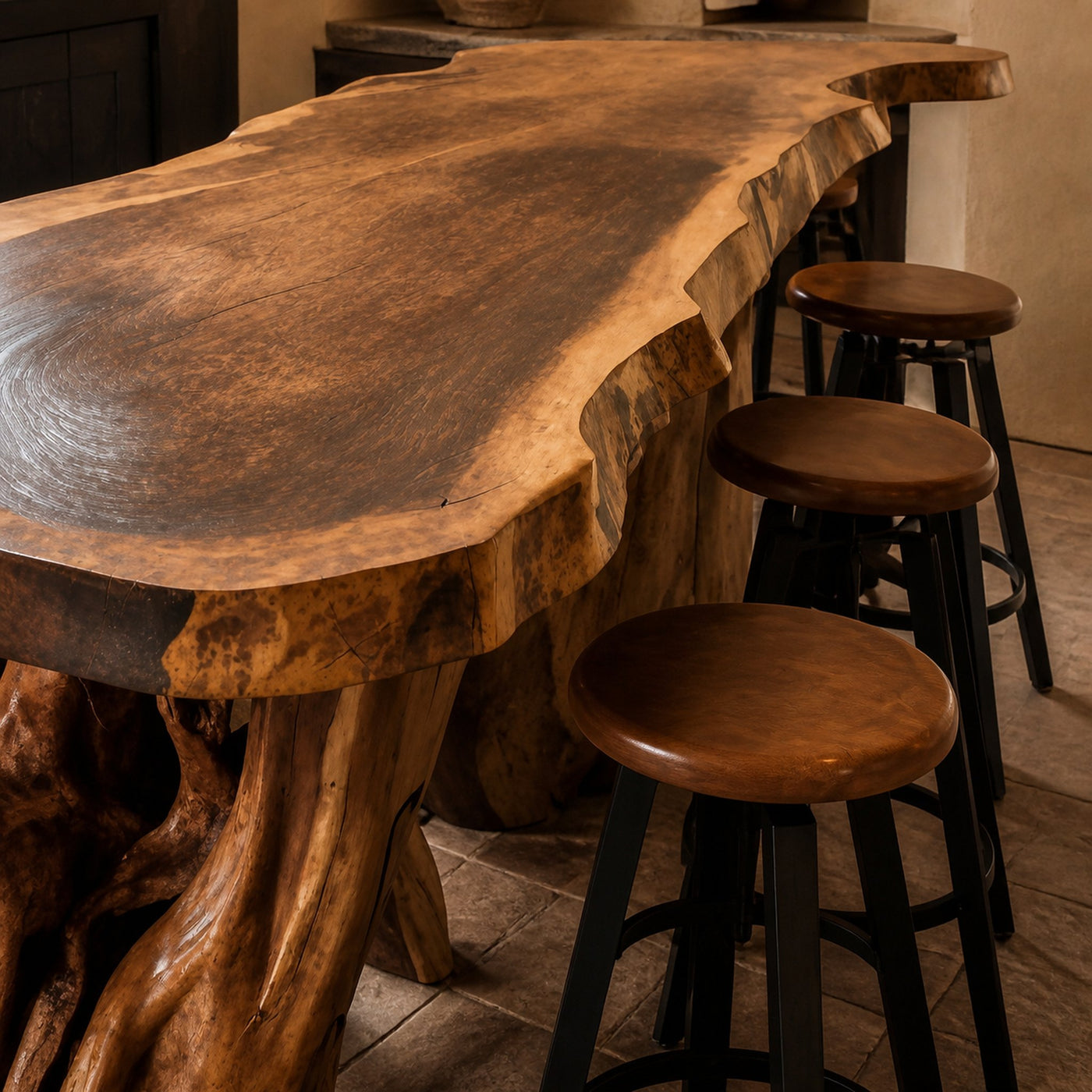 Rustic Live Edge Kitchen Island Table For Cozy Dining And Bar Gathering - product view 2