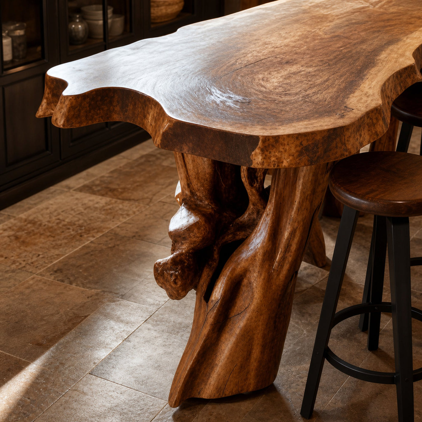 Rustic Live Edge Kitchen Island Table For Cozy Dining And Bar Gathering - product view 3