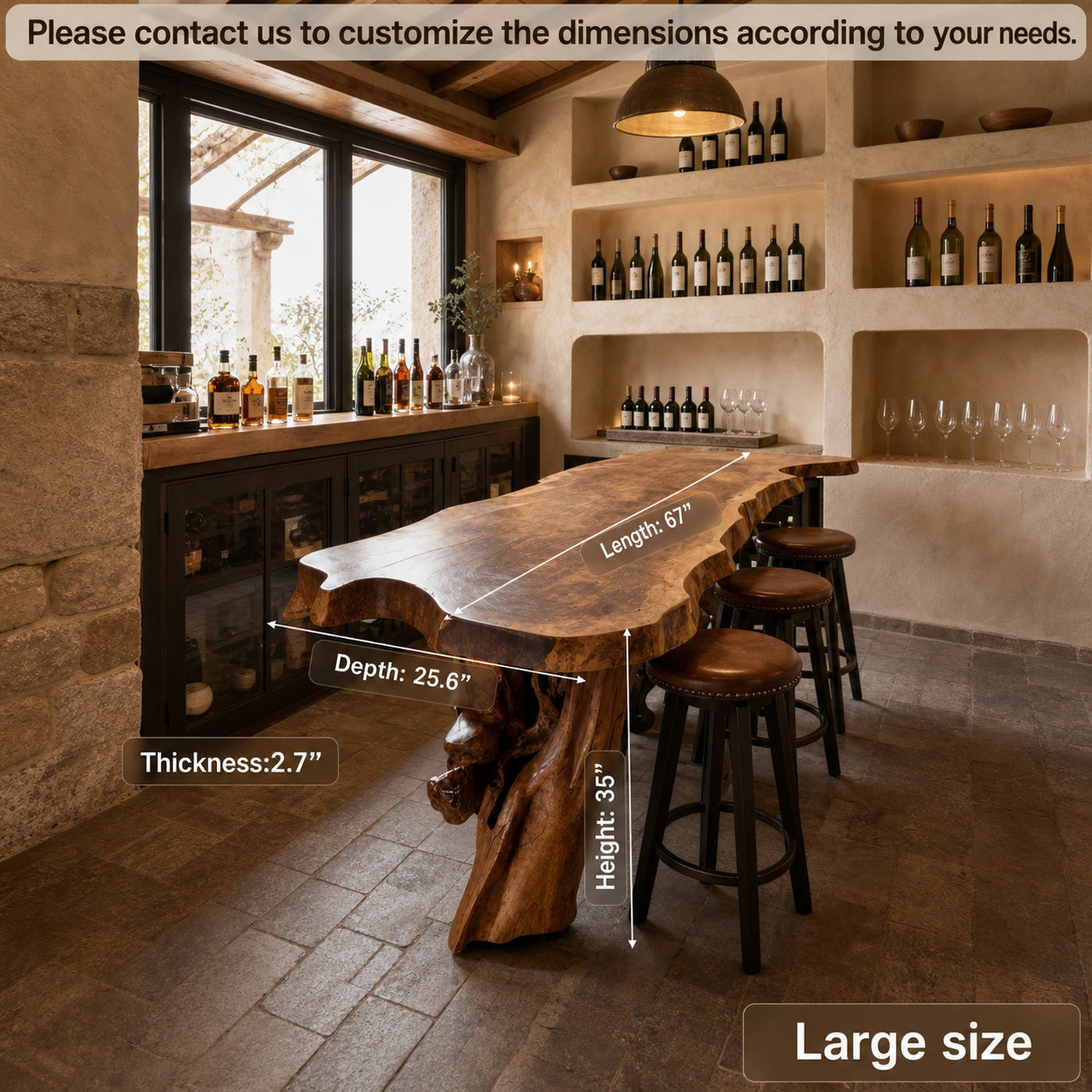 Rustic Live Edge Kitchen Island Table For Cozy Dining And Bar Gathering - product view 5