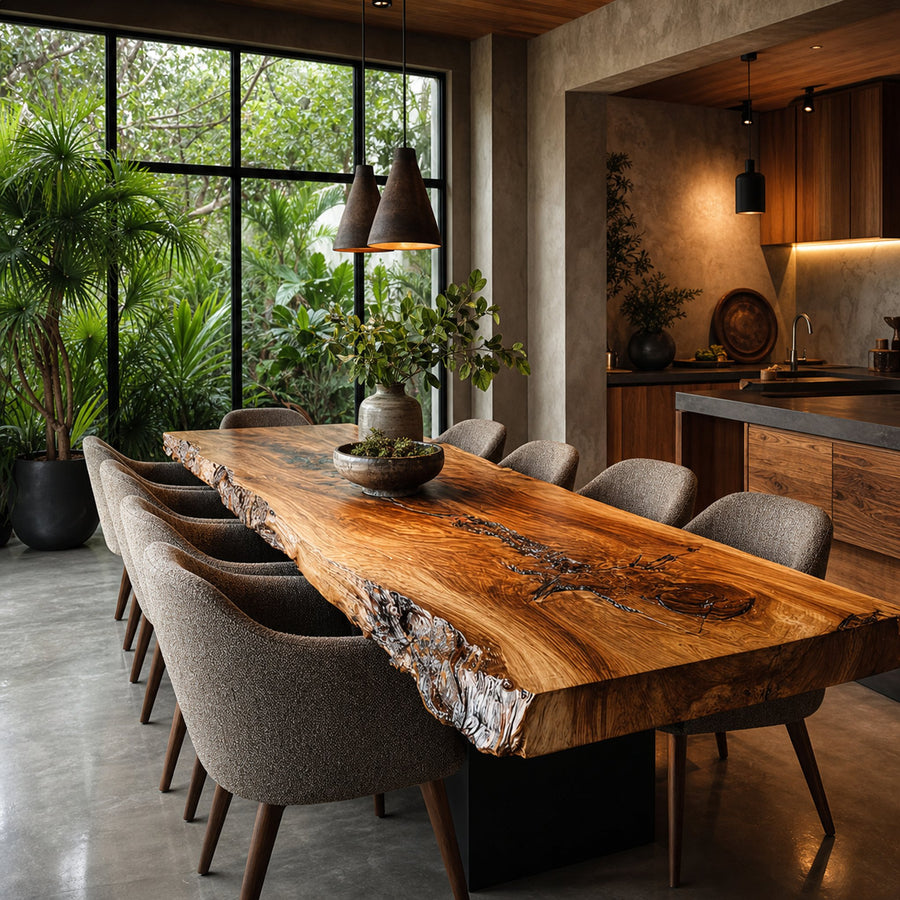 Rustic Live Edge Long Dining Table Living Space