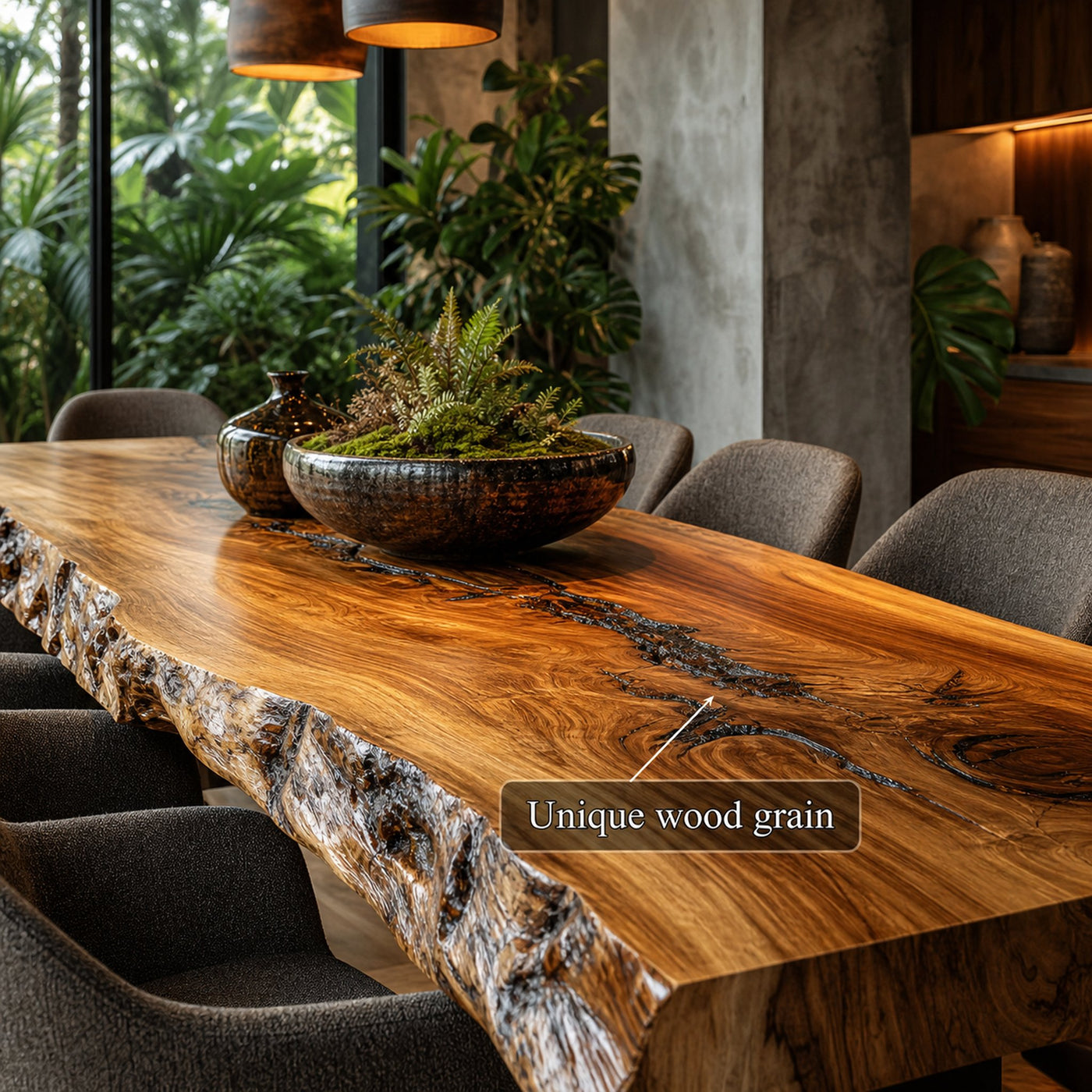 Rustic Live Edge Long Dining Table Living Space - product view 2