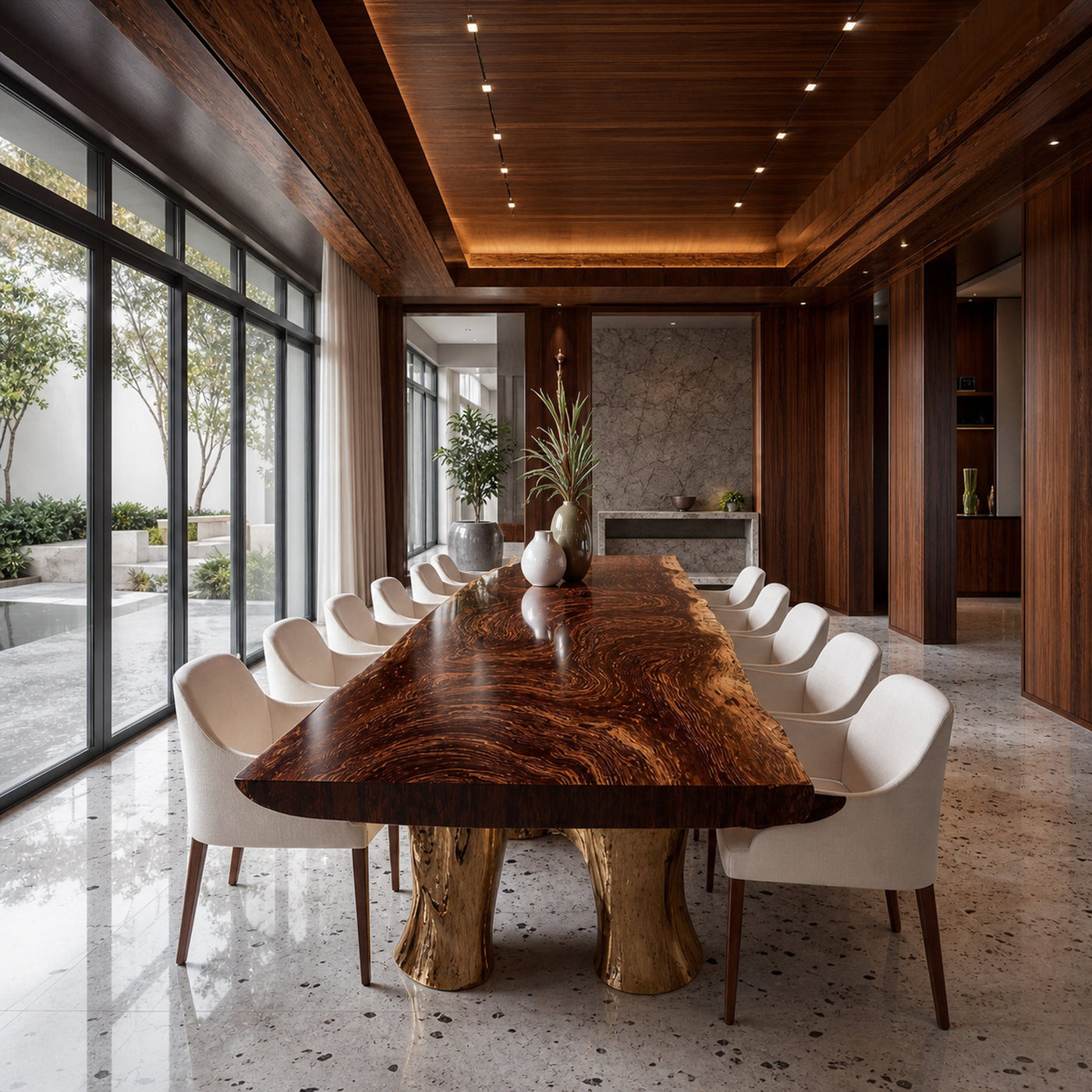 Rustic Live Edge Solid Wood Dining Table Dining Room - product view 2
