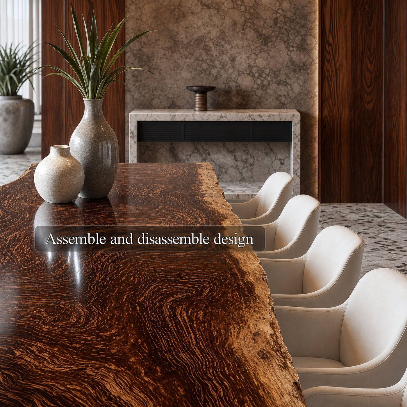 Rustic Live Edge Solid Wood Dining Table Dining Room - product view 3