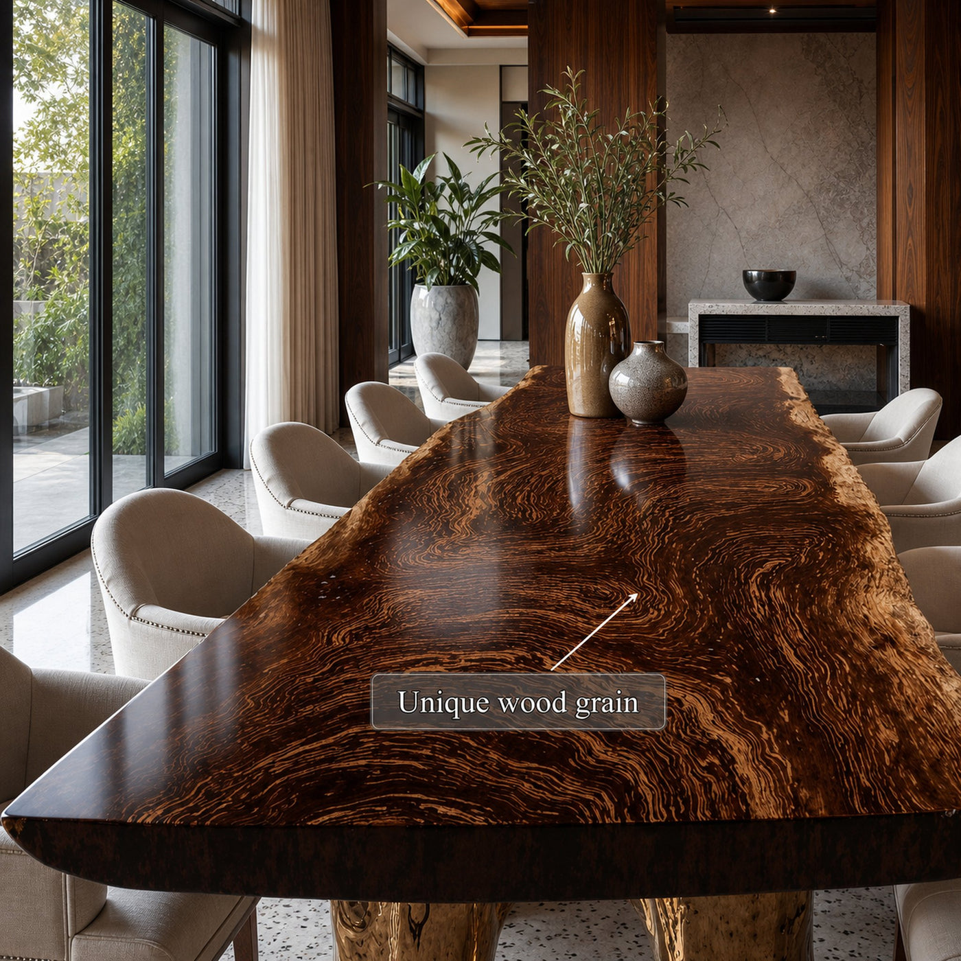 Rustic Live Edge Solid Wood Dining Table Dining Room - product view 4