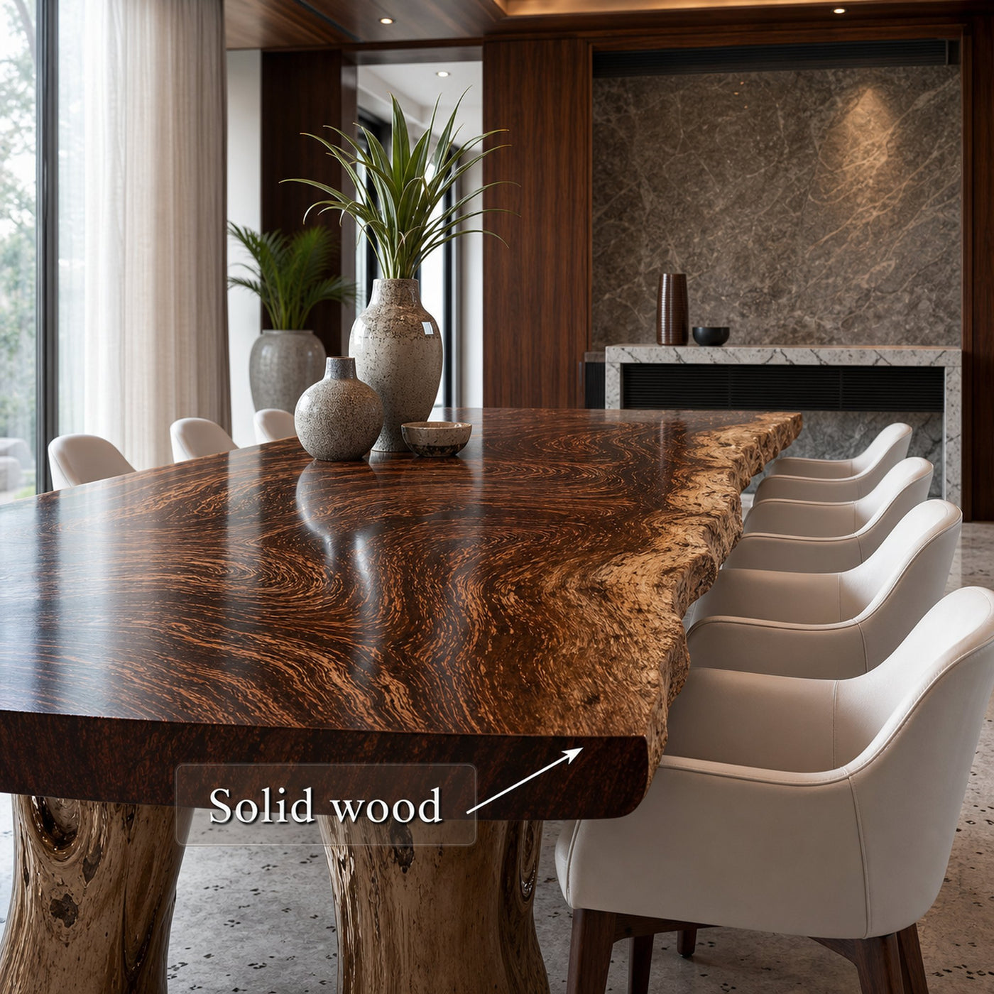 Rustic Live Edge Solid Wood Dining Table Dining Room - product view 5