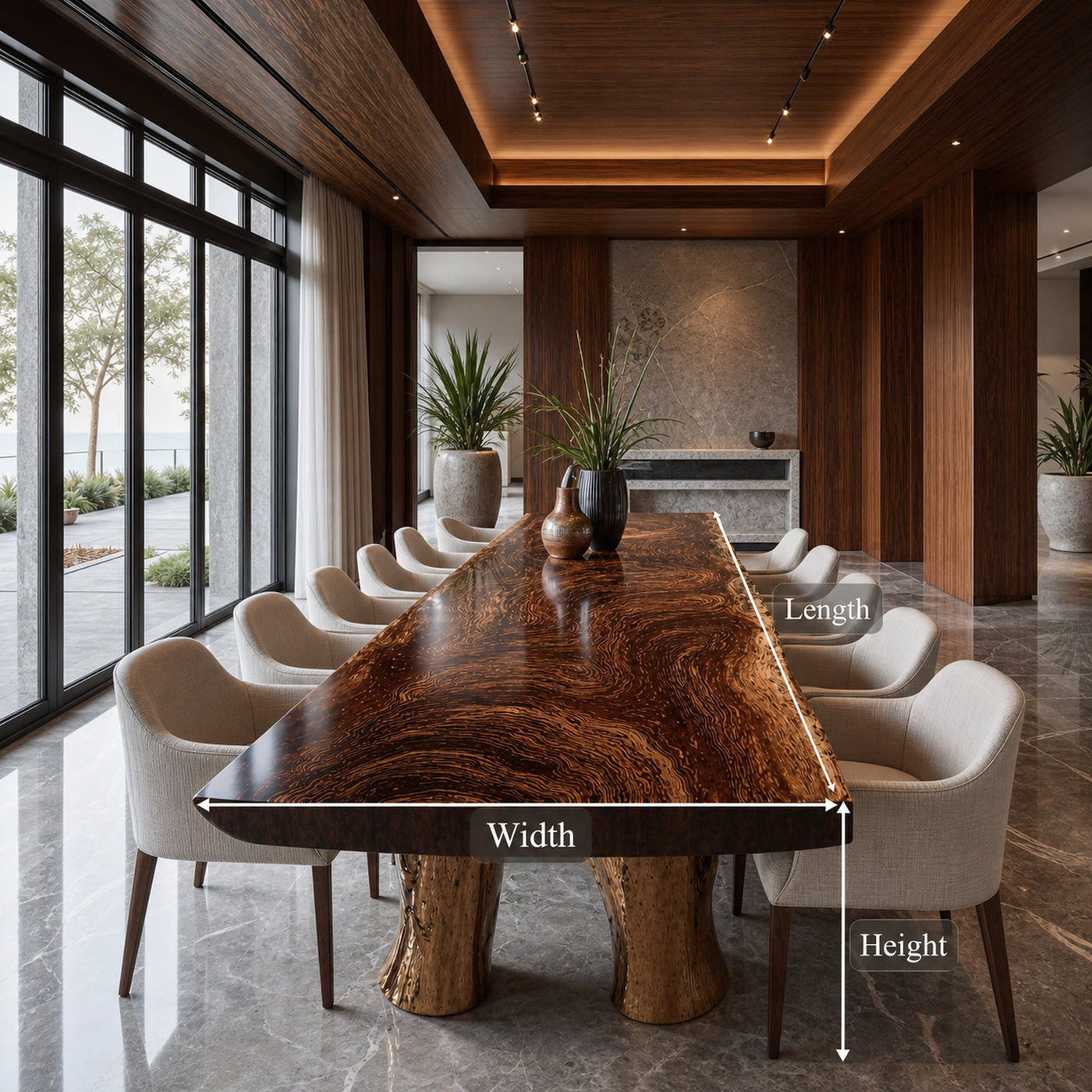 Rustic Live Edge Solid Wood Dining Table Dining Room - product view 6