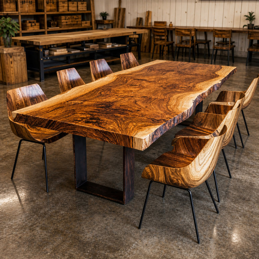 Rustic Live Edge Solid Wood Dining Table For Family Feasts