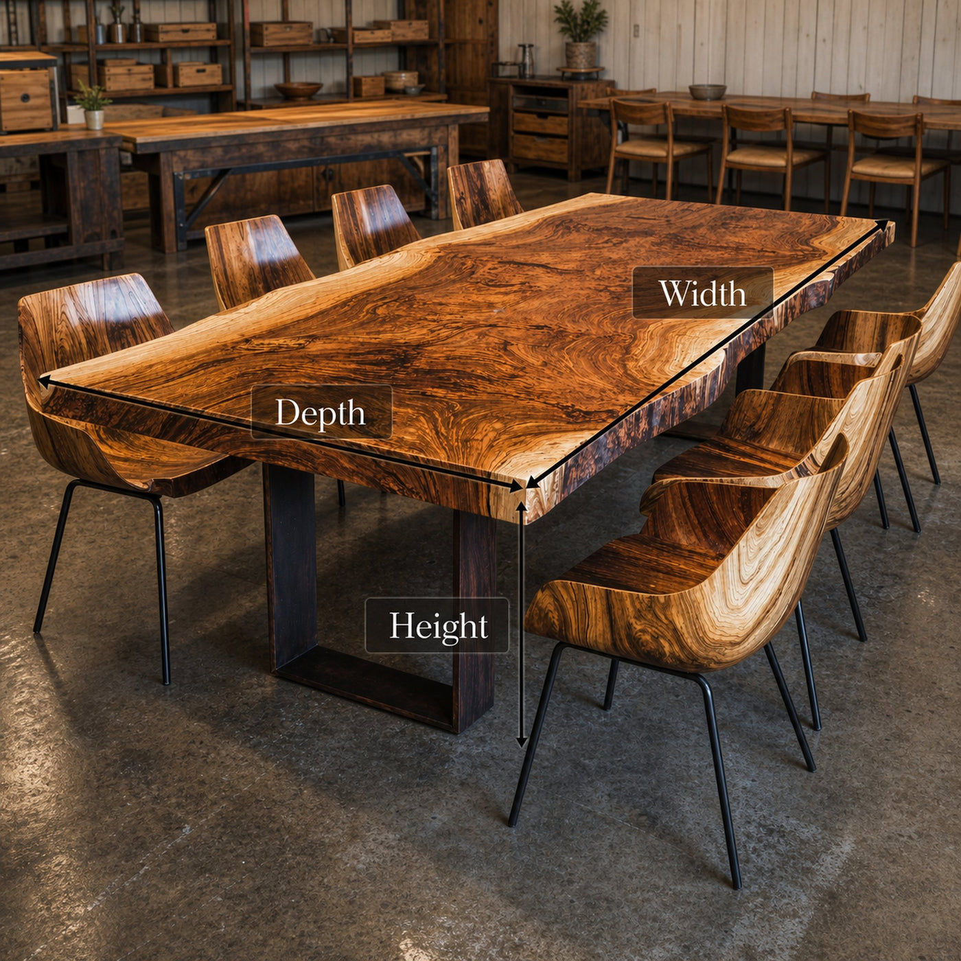 Rustic Live Edge Solid Wood Dining Table For Family Feasts - product view 4