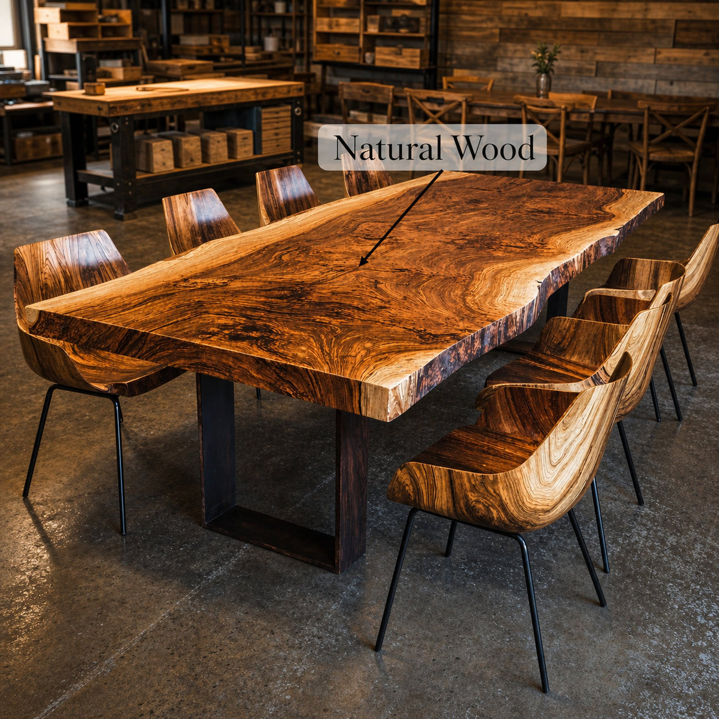 Rustic Live Edge Solid Wood Dining Table For Family Feasts - product view 5